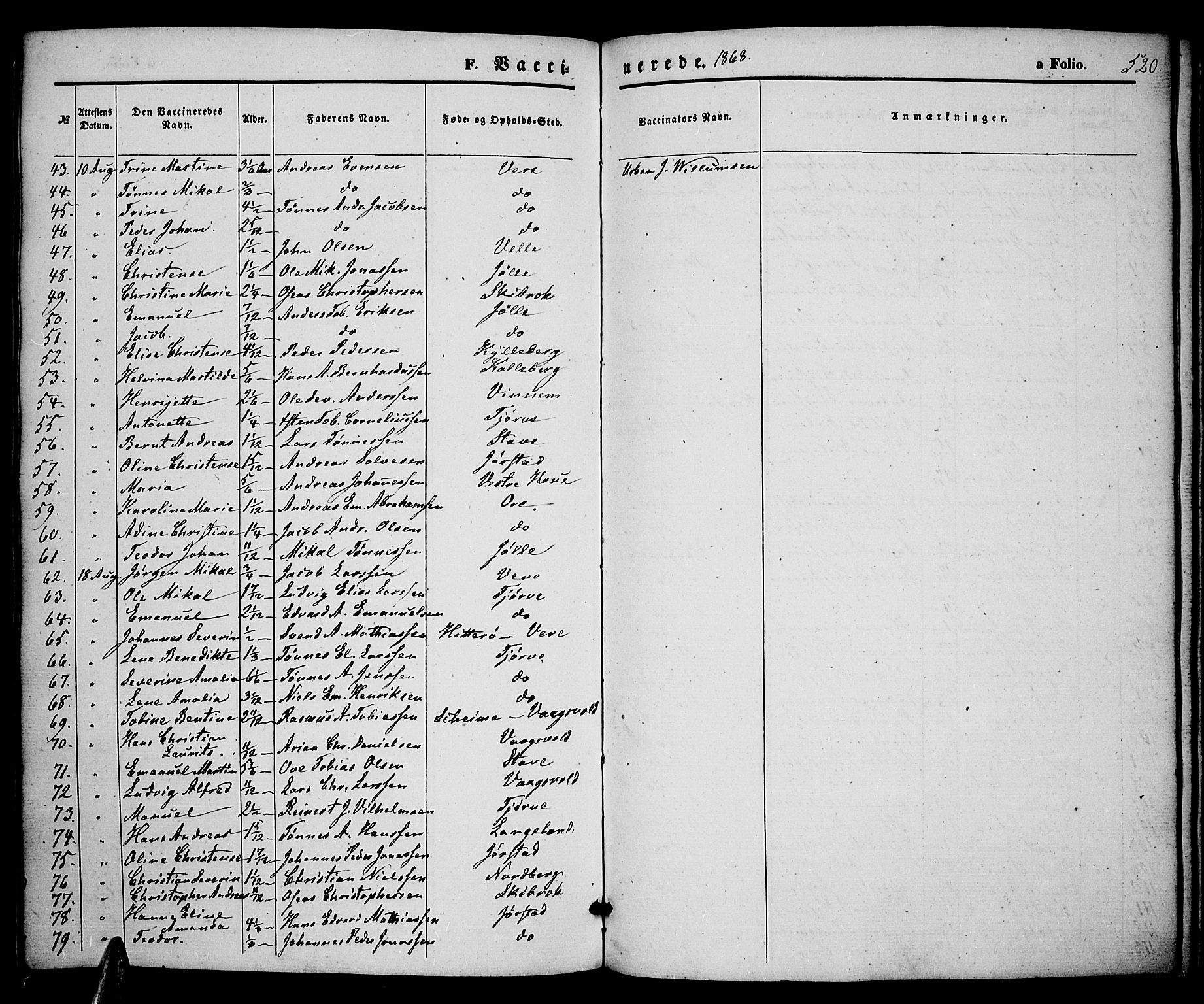 Lista sokneprestkontor, AV/SAK-1111-0027/F/Fb/L0003: Parish register (copy) no. B 3, 1862-1877, p. 520