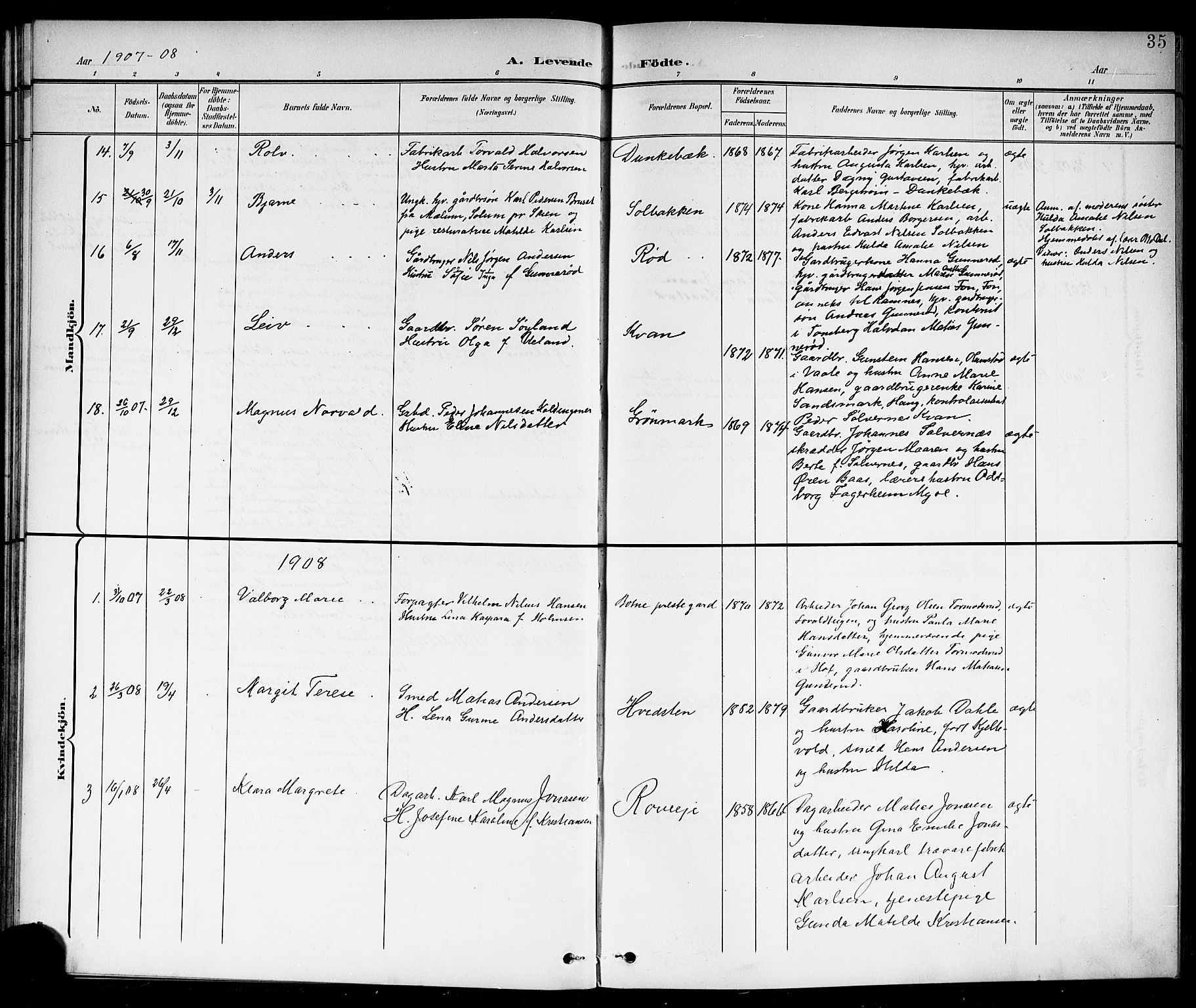 Botne kirkebøker, AV/SAKO-A-340/G/Ga/L0004: Parish register (copy) no. I 4, 1899-1915, p. 35