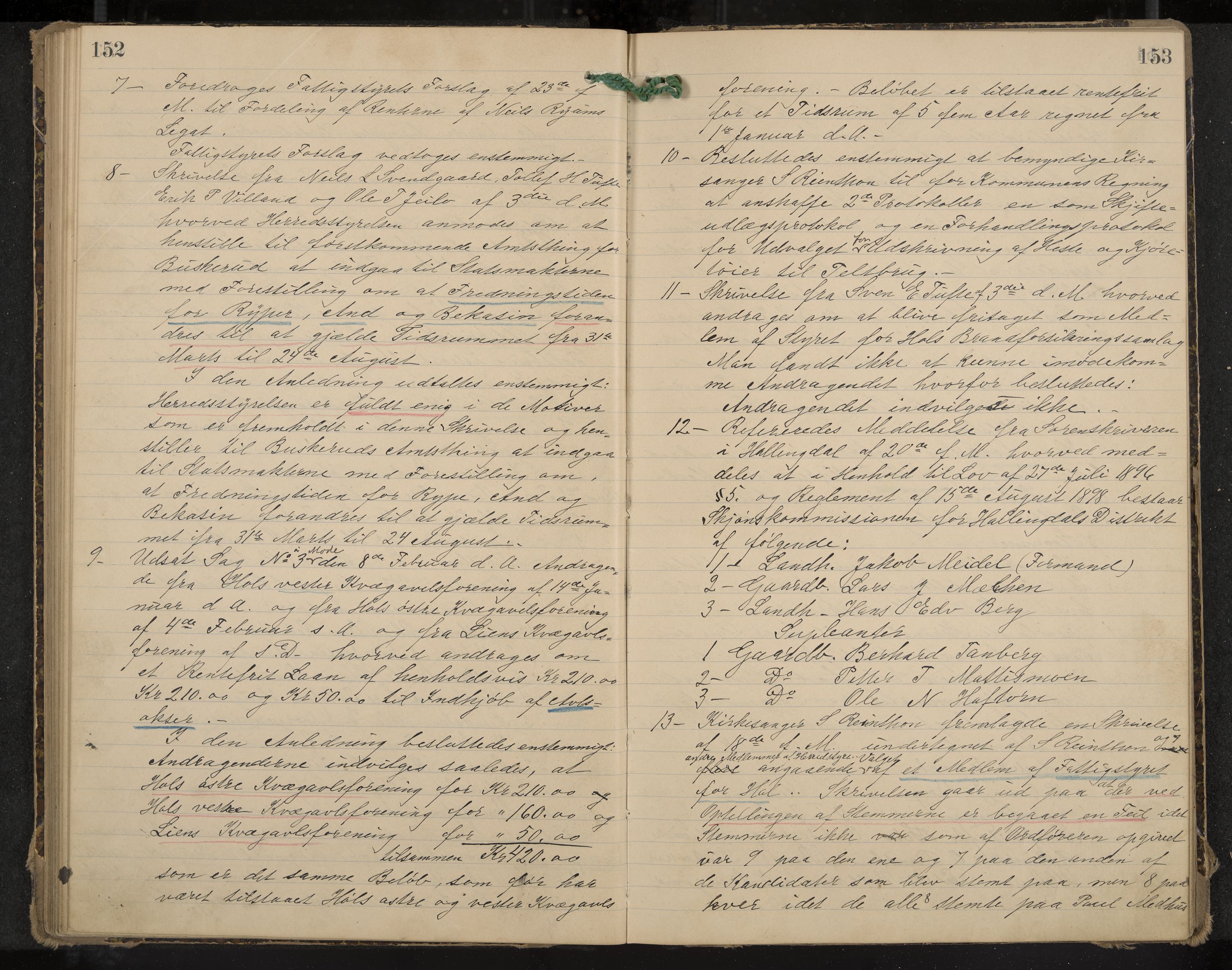 Hol formannskap og sentraladministrasjon, IKAK/0620021-1/A/L0003: Møtebok, 1897-1904, p. 152-153