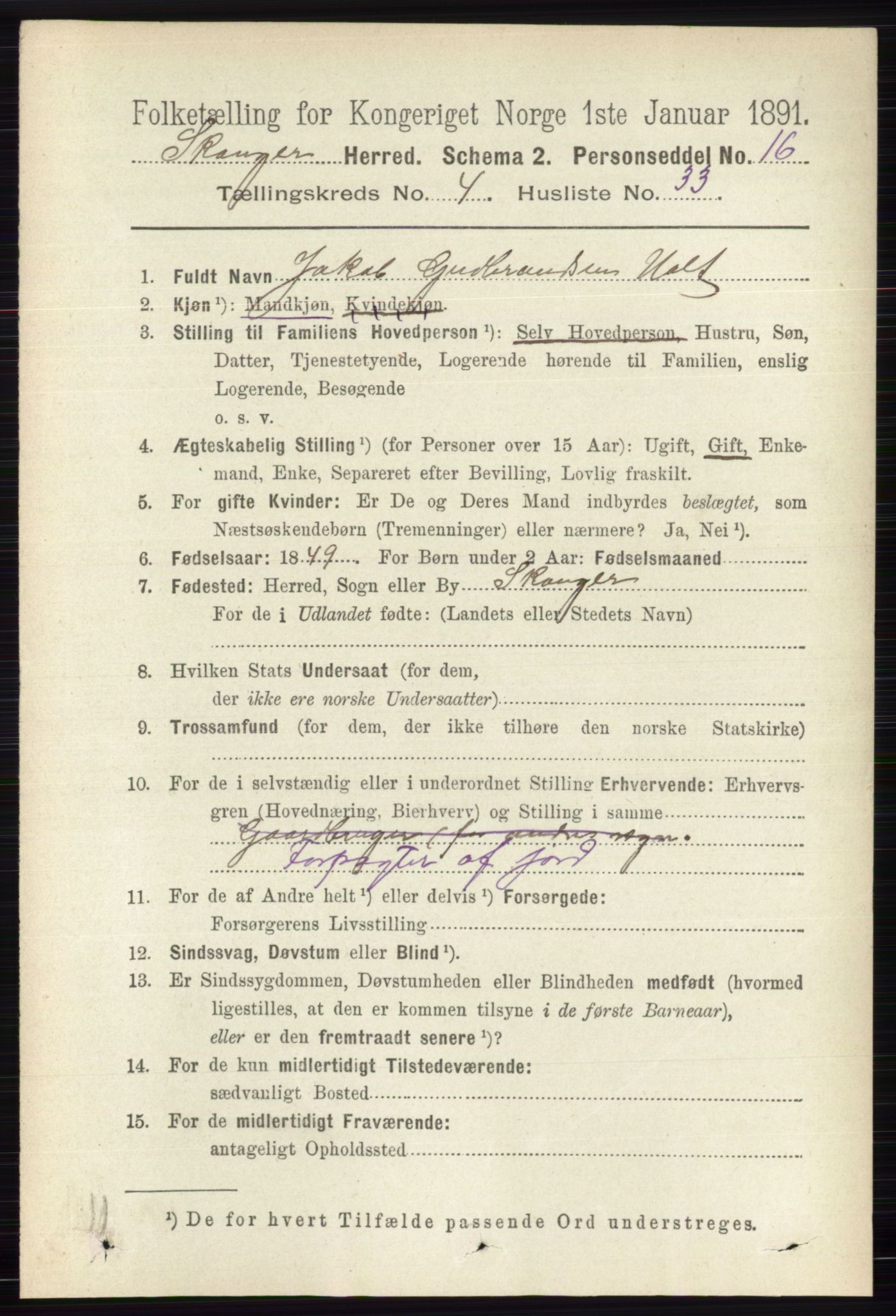 RA, 1891 census for 0712 Skoger, 1891, p. 2510
