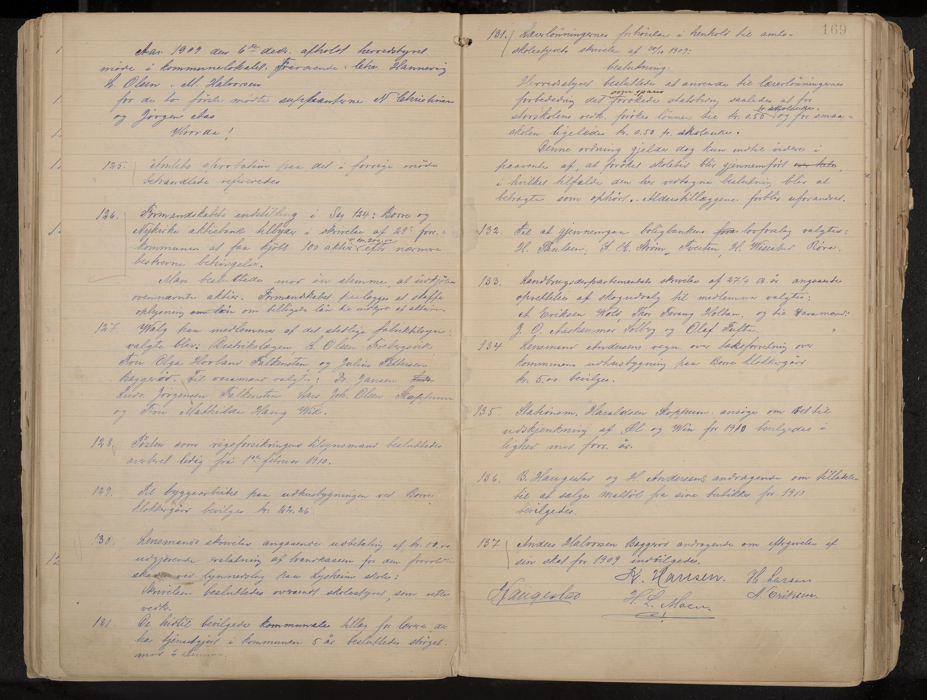 Borre formannskap og sentraladministrasjon, IKAK/0717021/A/L0003: Møtebok, 1896-1916, p. 169