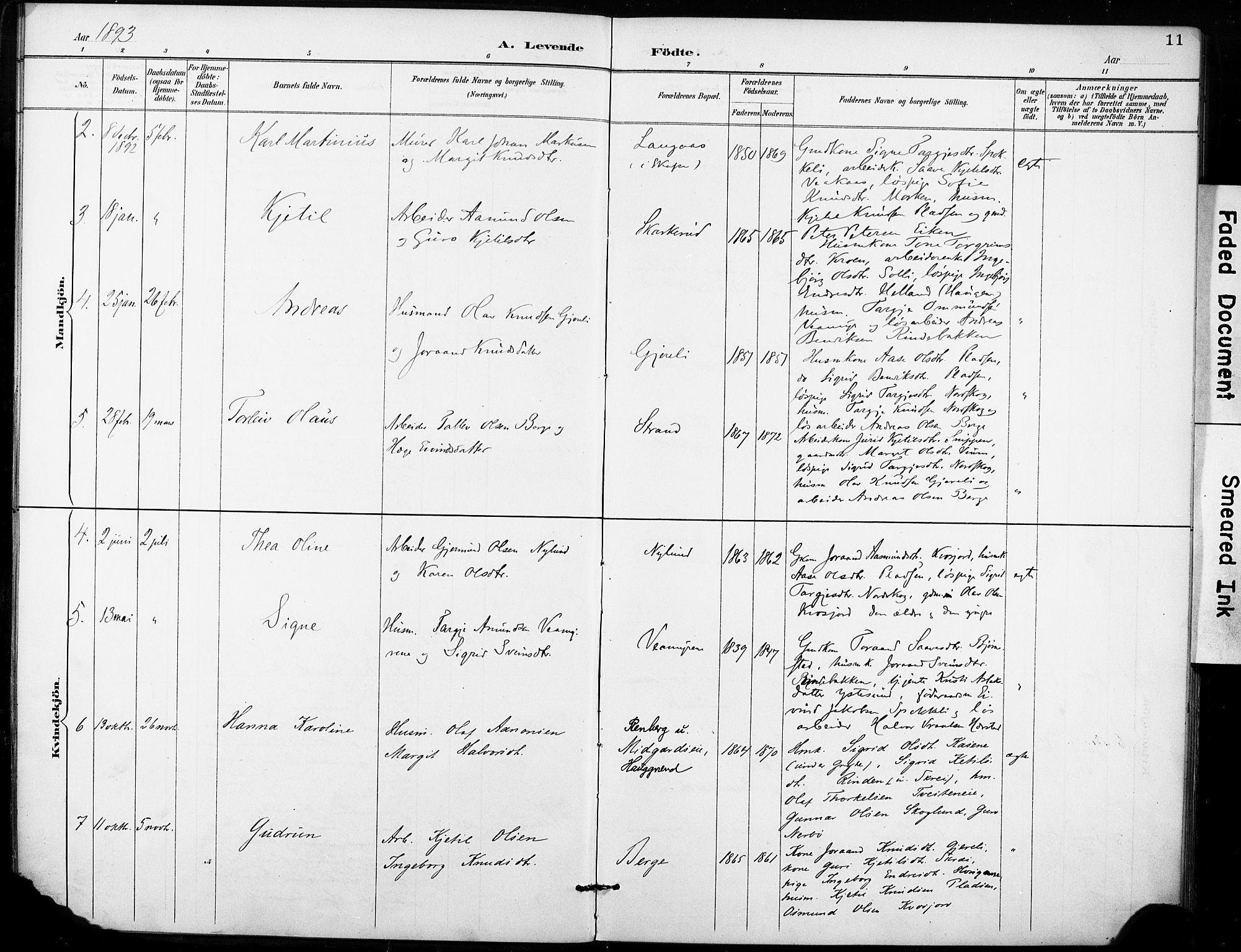Fyresdal kirkebøker, SAKO/A-263/F/Fb/L0003: Parish register (official) no. II 3, 1887-1903, p. 11