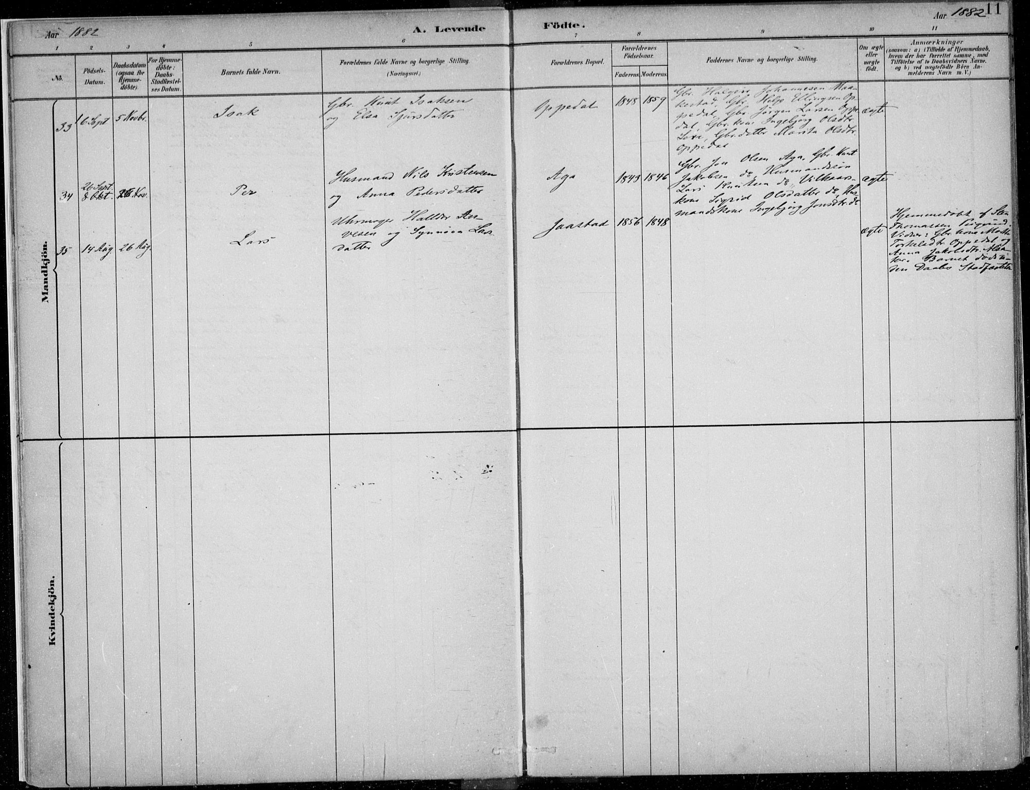 Ullensvang sokneprestembete, SAB/A-78701/H/Haa: Parish register (official) no. B  1, 1882-1918, p. 11