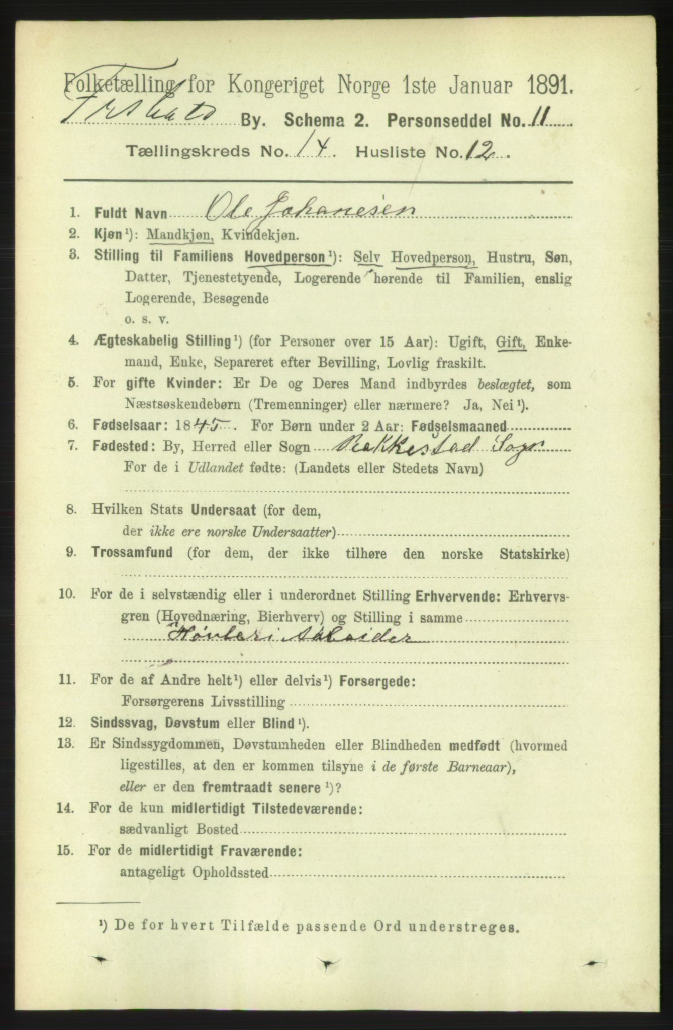 RA, 1891 census for 0101 Fredrikshald, 1891, p. 9201