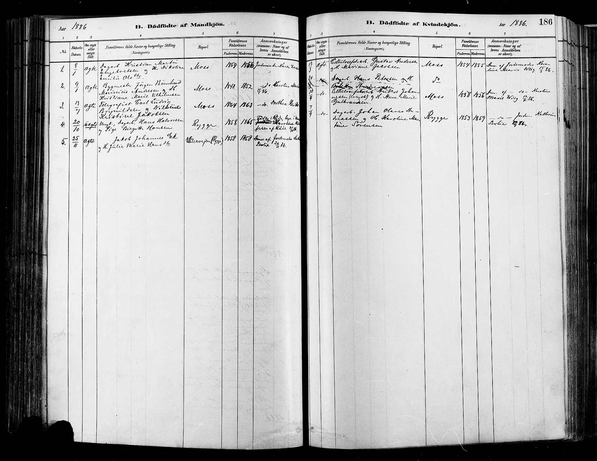 Moss prestekontor Kirkebøker, SAO/A-2003/F/Fb/L0001: Parish register (official) no. II 1, 1878-1886, p. 186