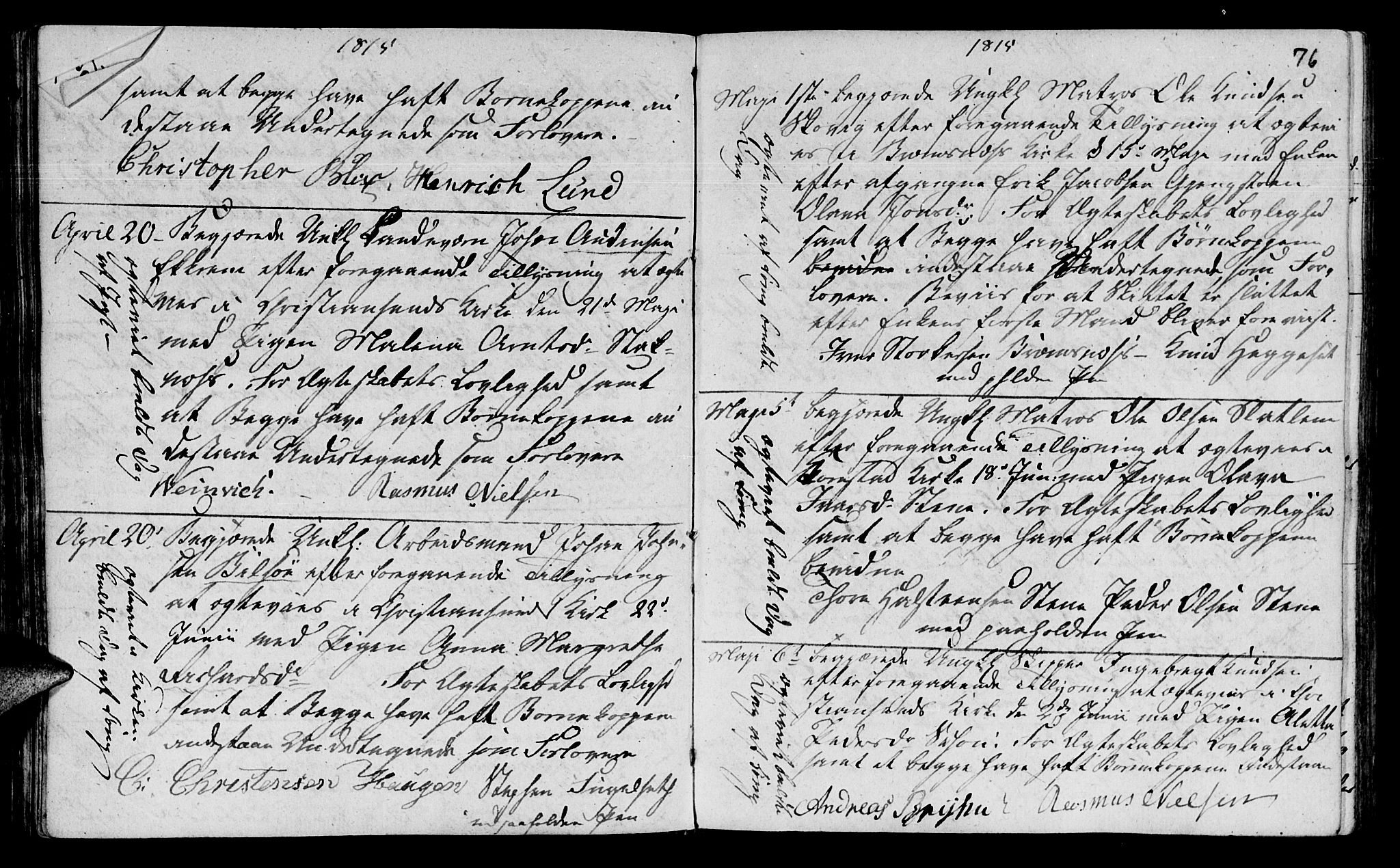 Ministerialprotokoller, klokkerbøker og fødselsregistre - Møre og Romsdal, AV/SAT-A-1454/568/L0795: Parish register (official) no. 568A04, 1802-1845, p. 76