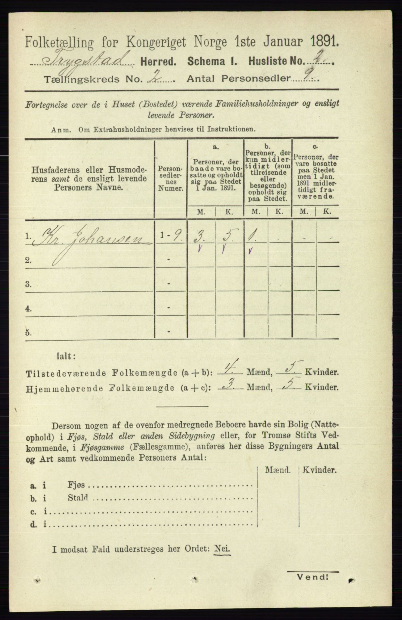 RA, 1891 Census for 0122 Trøgstad, 1891, p. 472