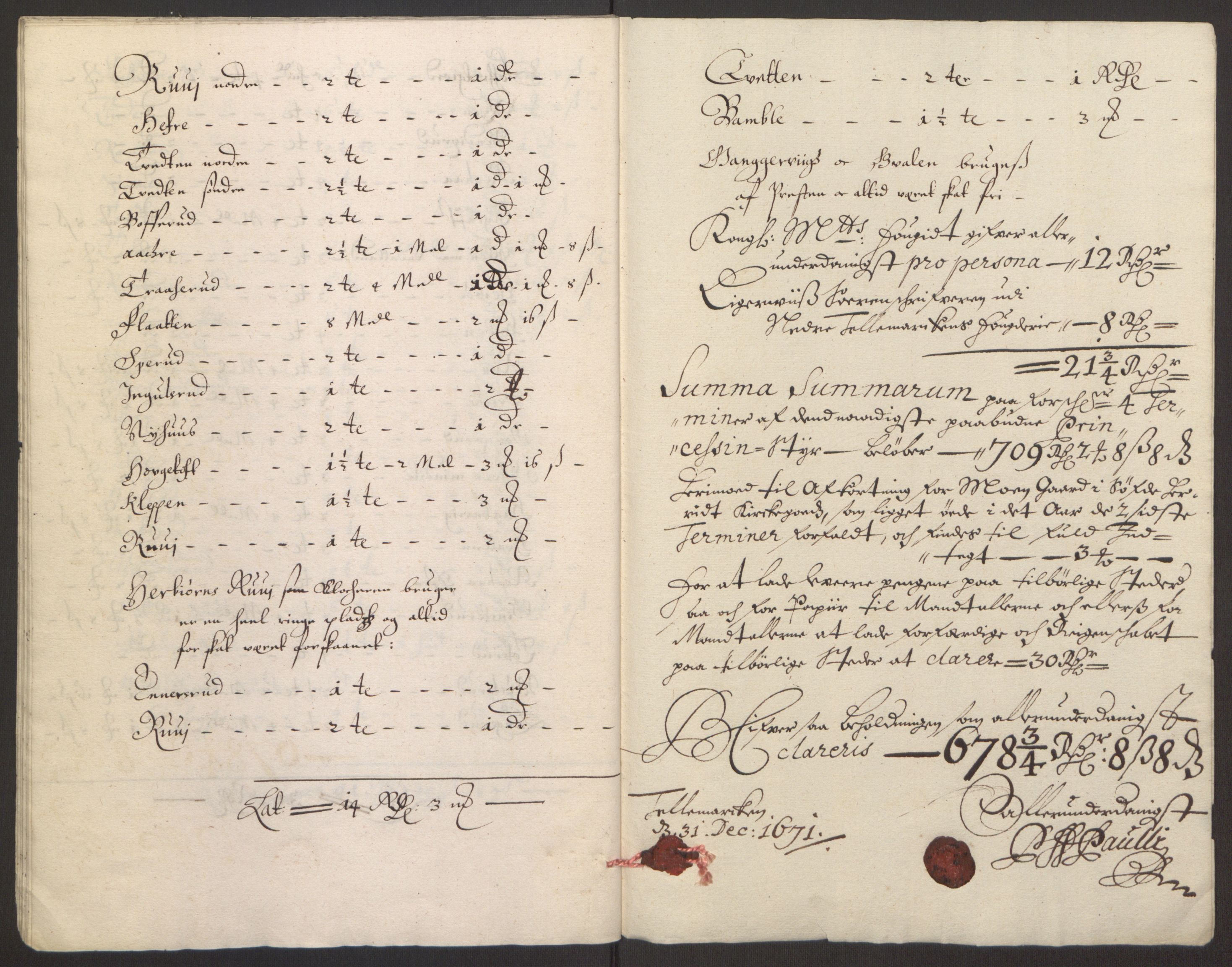 Rentekammeret inntil 1814, Reviderte regnskaper, Fogderegnskap, RA/EA-4092/R35/L2060: Fogderegnskap Øvre og Nedre Telemark, 1671-1672, p. 216