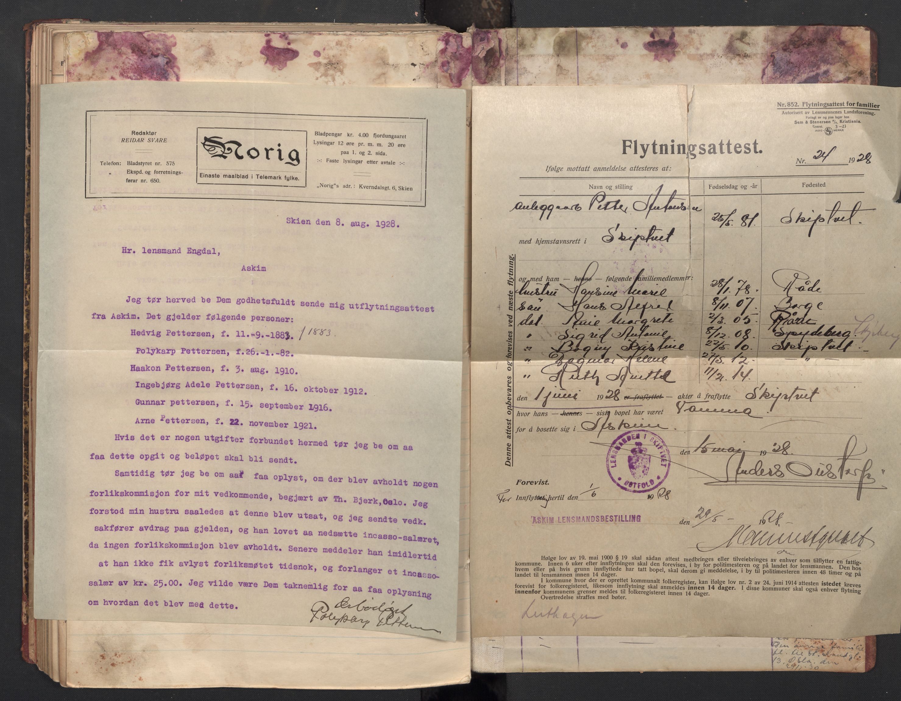 Askim folkeregister, AV/SAO-A-10477/J/L0002: Flytteprotokoll, 1921-1927