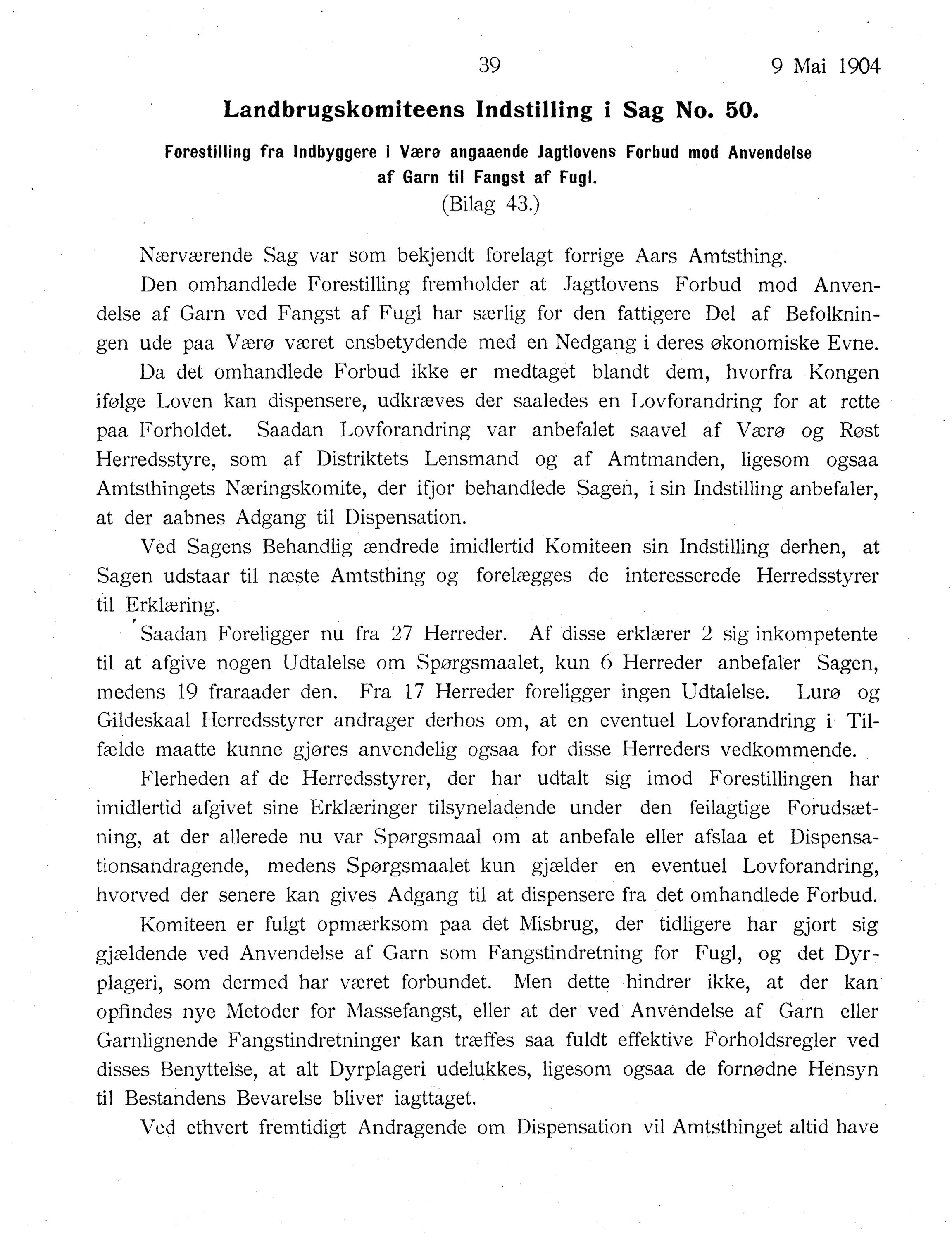 Nordland Fylkeskommune. Fylkestinget, AIN/NFK-17/176/A/Ac/L0027: Fylkestingsforhandlinger 1904, 1904