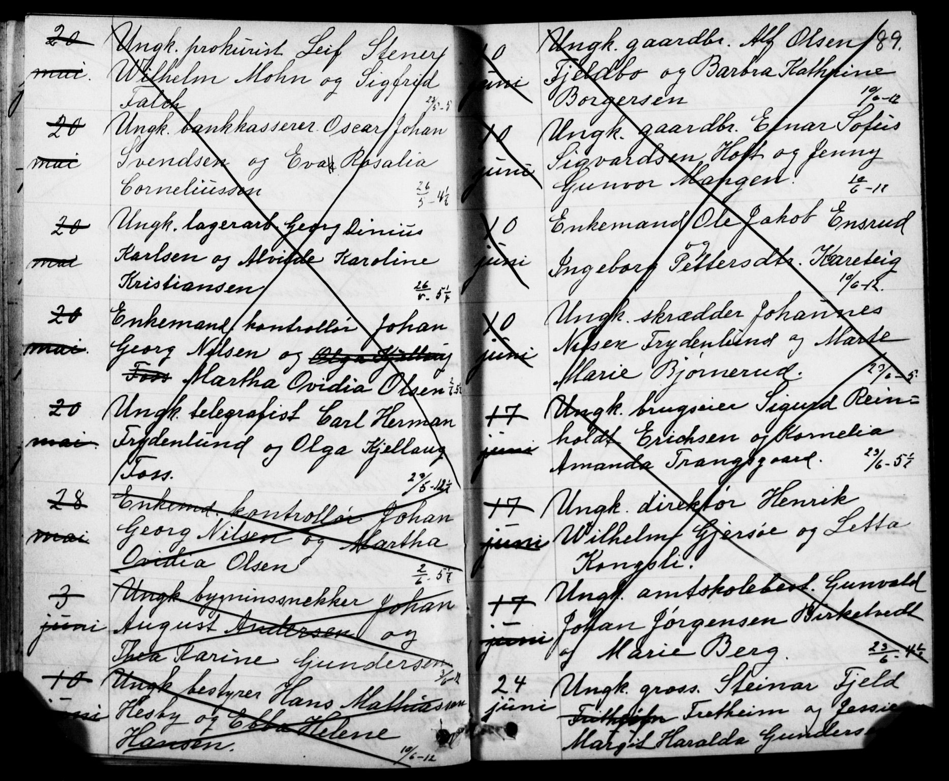 Oslo domkirke Kirkebøker, SAO/A-10752/H/Ha/L0005: Banns register no. 5, 1913-1919, p. 88-89