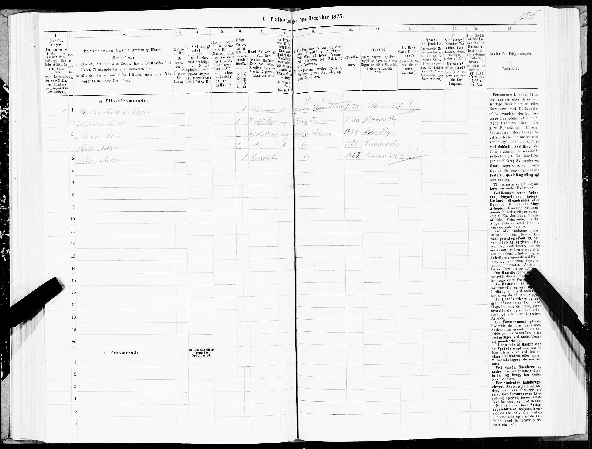 SAT, 1875 census for 1867P Bø, 1875, p. 1125