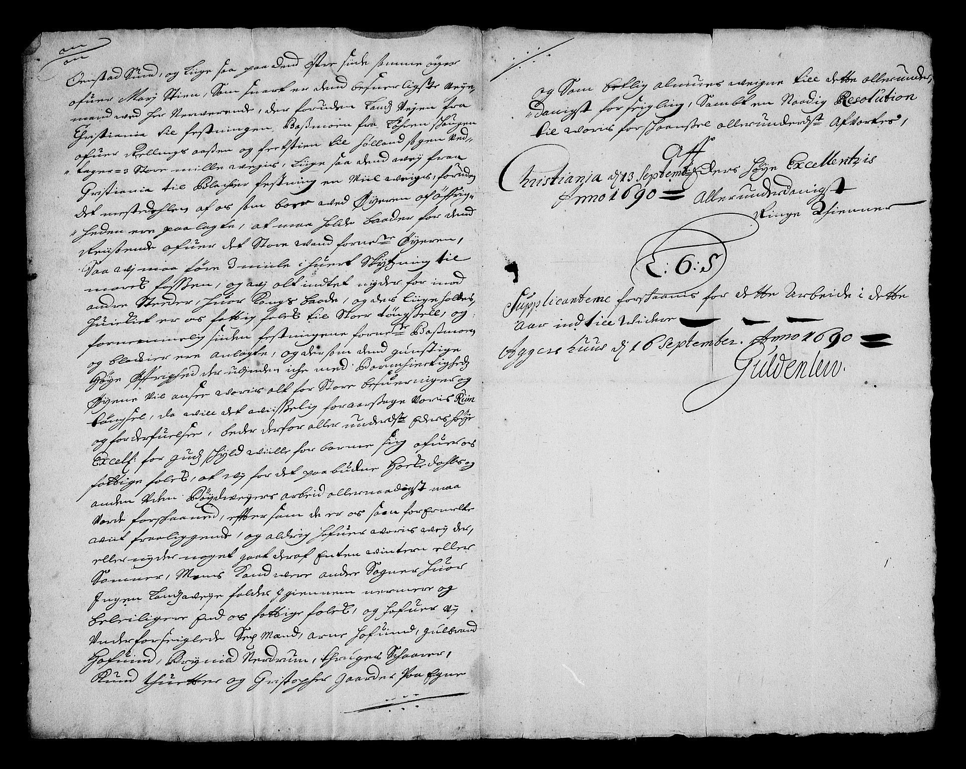Stattholderembetet 1572-1771, RA/EA-2870/Af/L0004: Avskrifter av vedlegg til originale supplikker, nummerert i samsvar med supplikkbøkene, 1691-1694, p. 286
