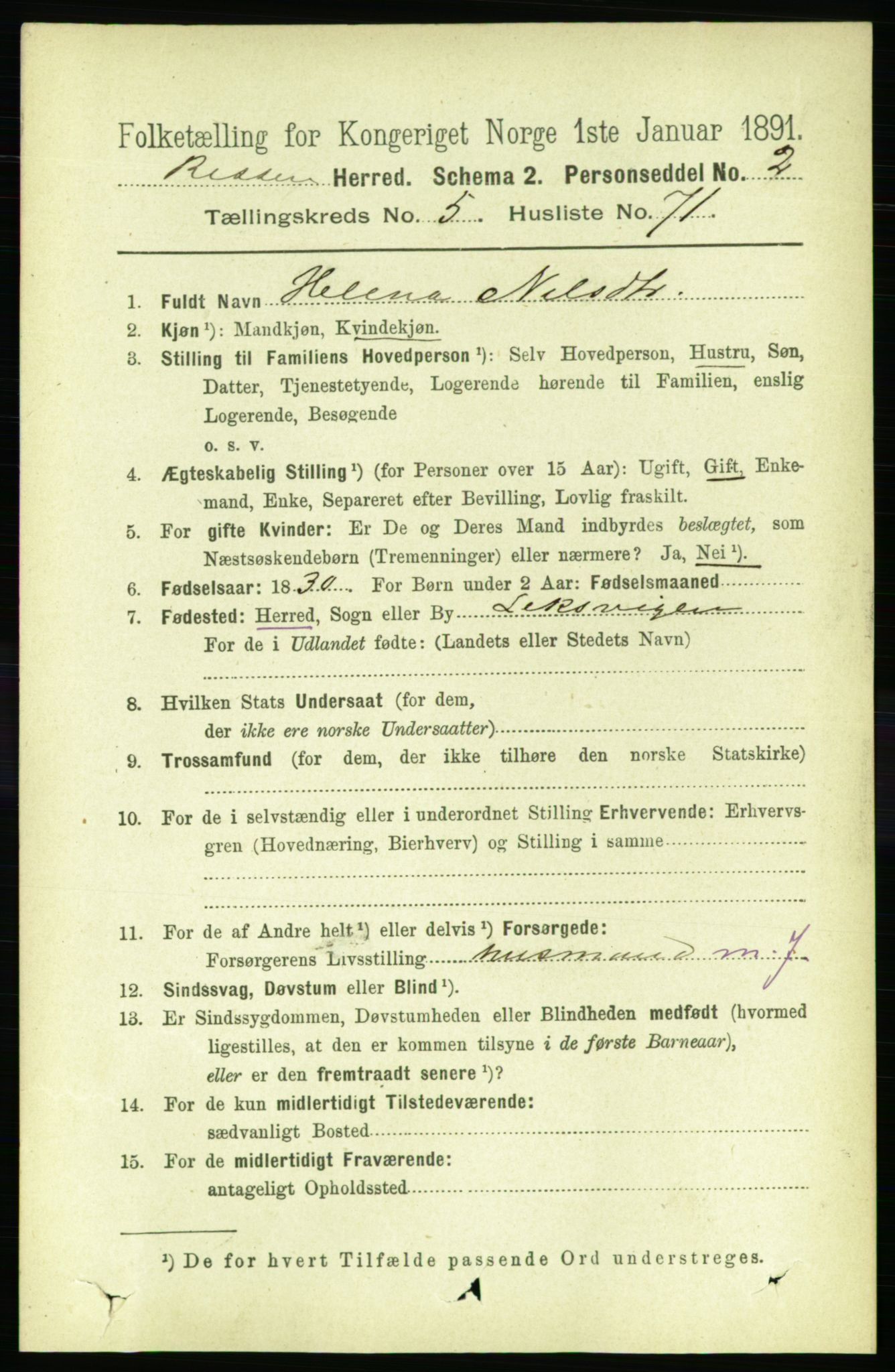 RA, 1891 census for 1624 Rissa, 1891, p. 3208