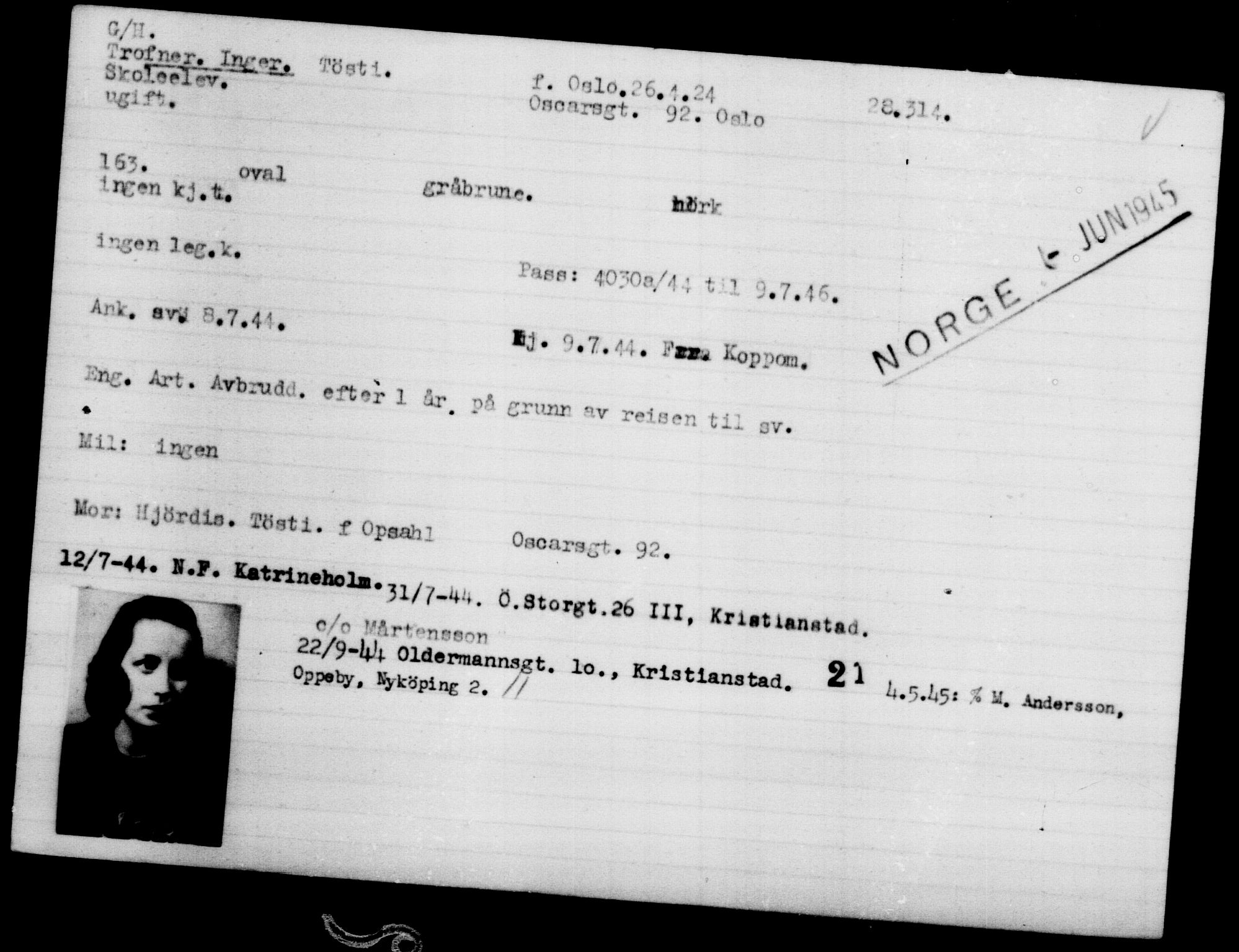 Utenriksstasjonene, Legasjonen i Stockholm, Flyktningkontoret, AV/RA-S-6753/V/Va/L0011: Kjesäterkartoteket, flyktninger med registreringsnr. 25300-28349, 1940-1945, p. 3211