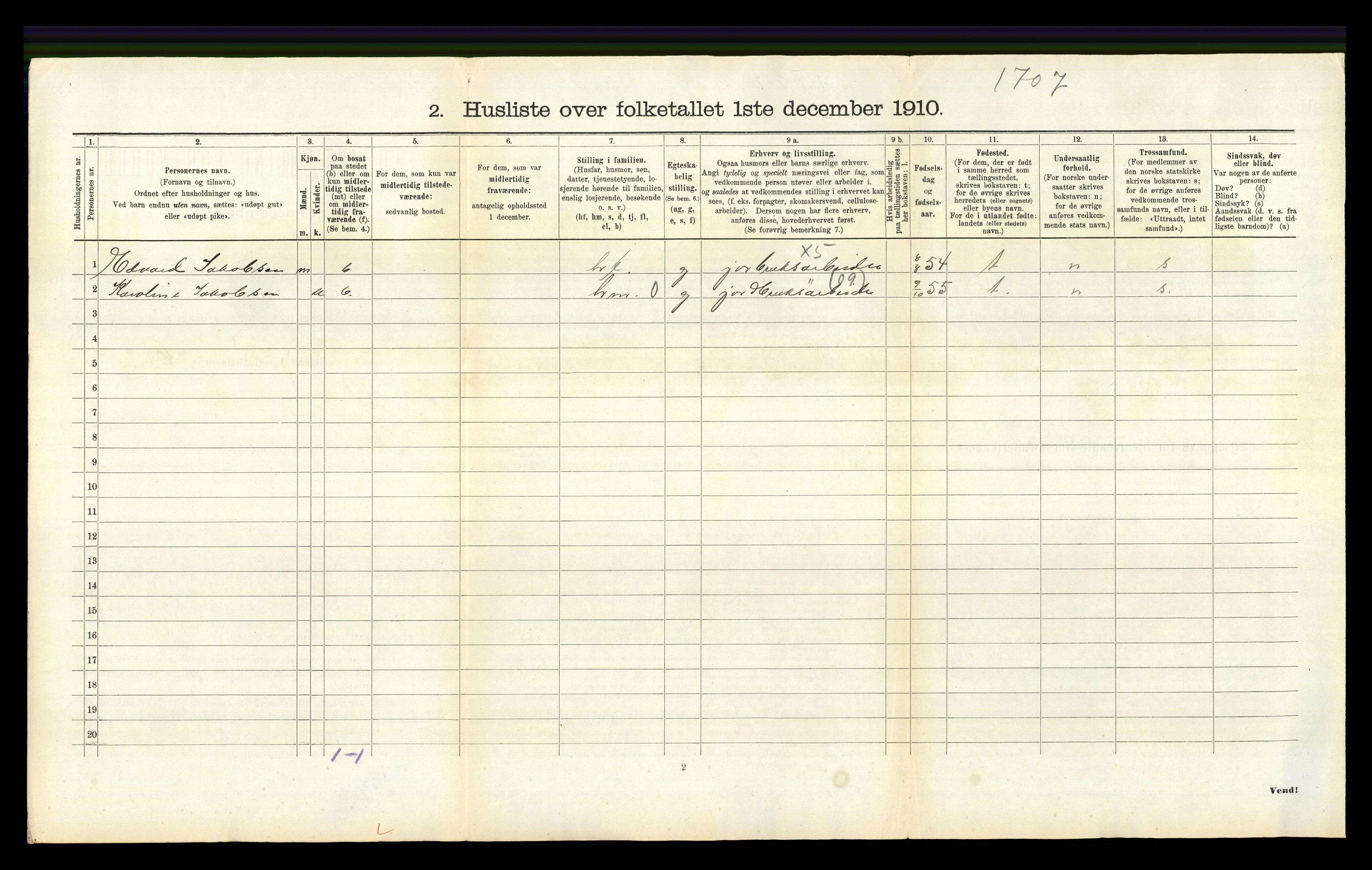 RA, 1910 census for Brunlanes, 1910, p. 1210