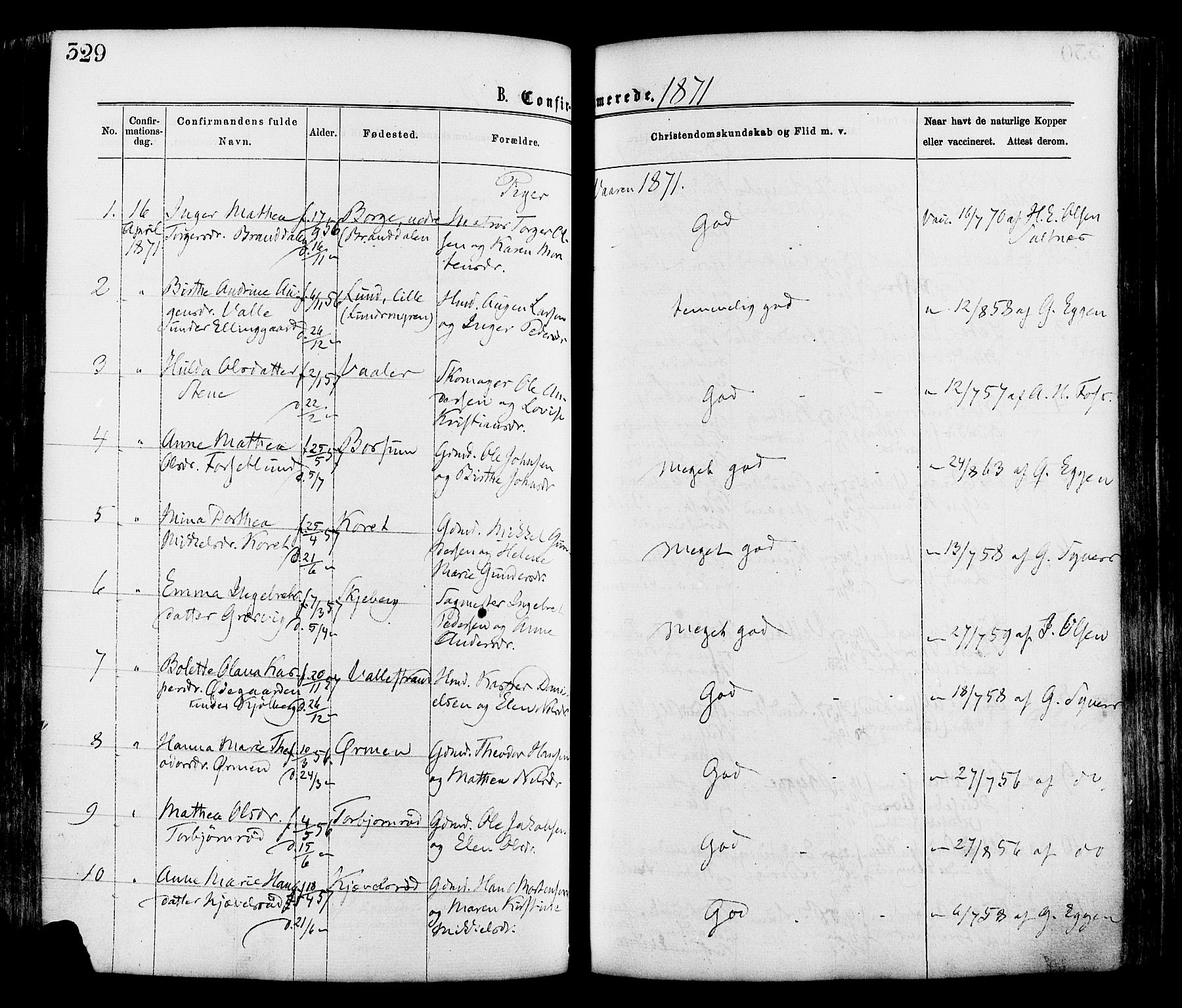 Onsøy prestekontor Kirkebøker, AV/SAO-A-10914/F/Fa/L0004: Parish register (official) no. I 4, 1861-1877, p. 329