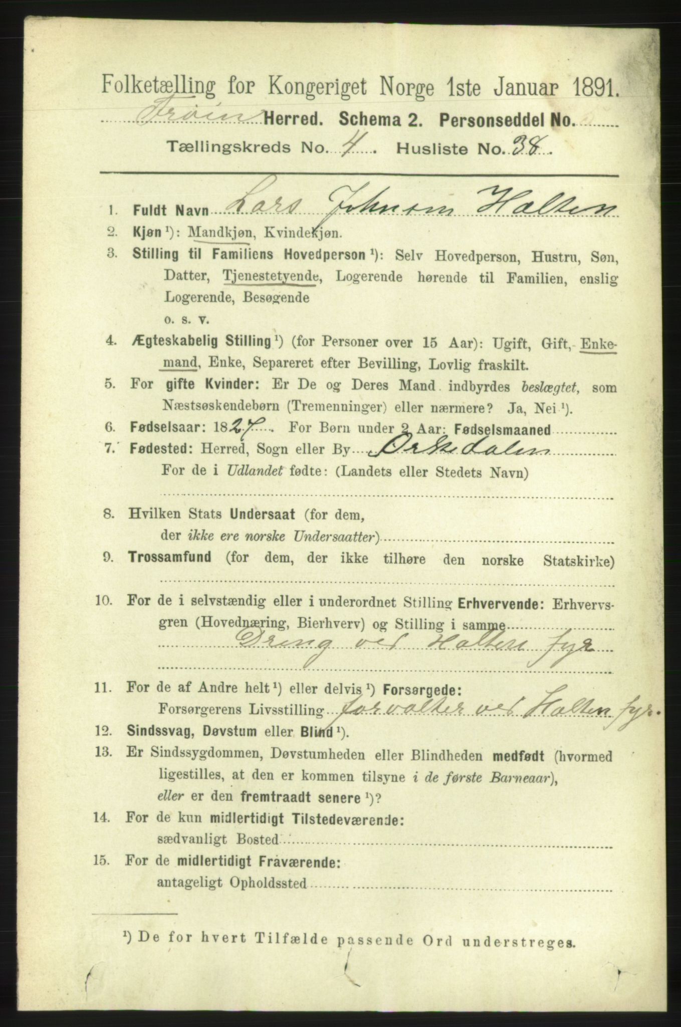 RA, 1891 census for 1619 Frøya, 1891, p. 3229