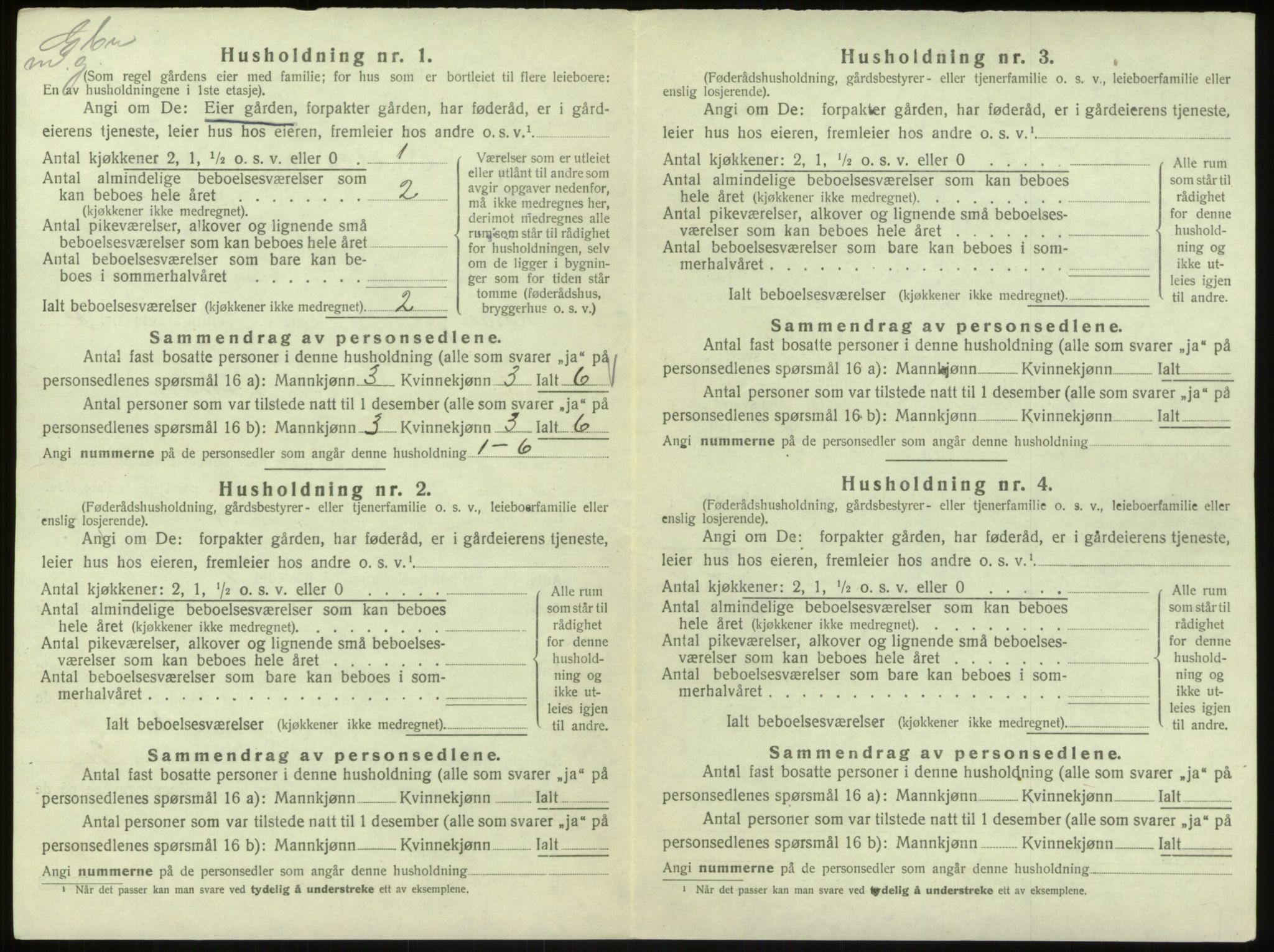 SAB, 1920 census for Hosanger, 1920, p. 418