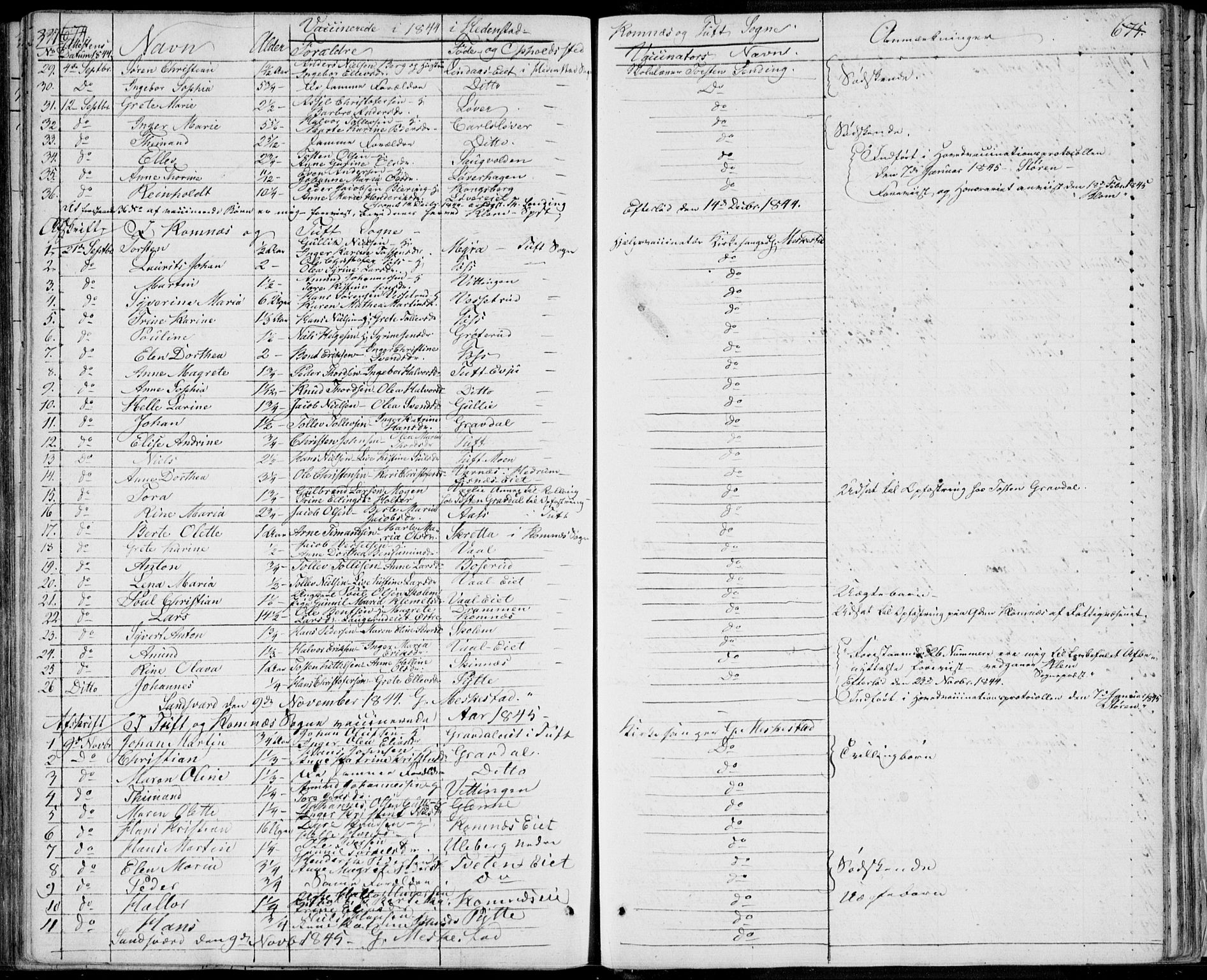Sandsvær kirkebøker, SAKO/A-244/F/Fa/L0005: Parish register (official) no. I 5, 1840-1856, p. 674-675