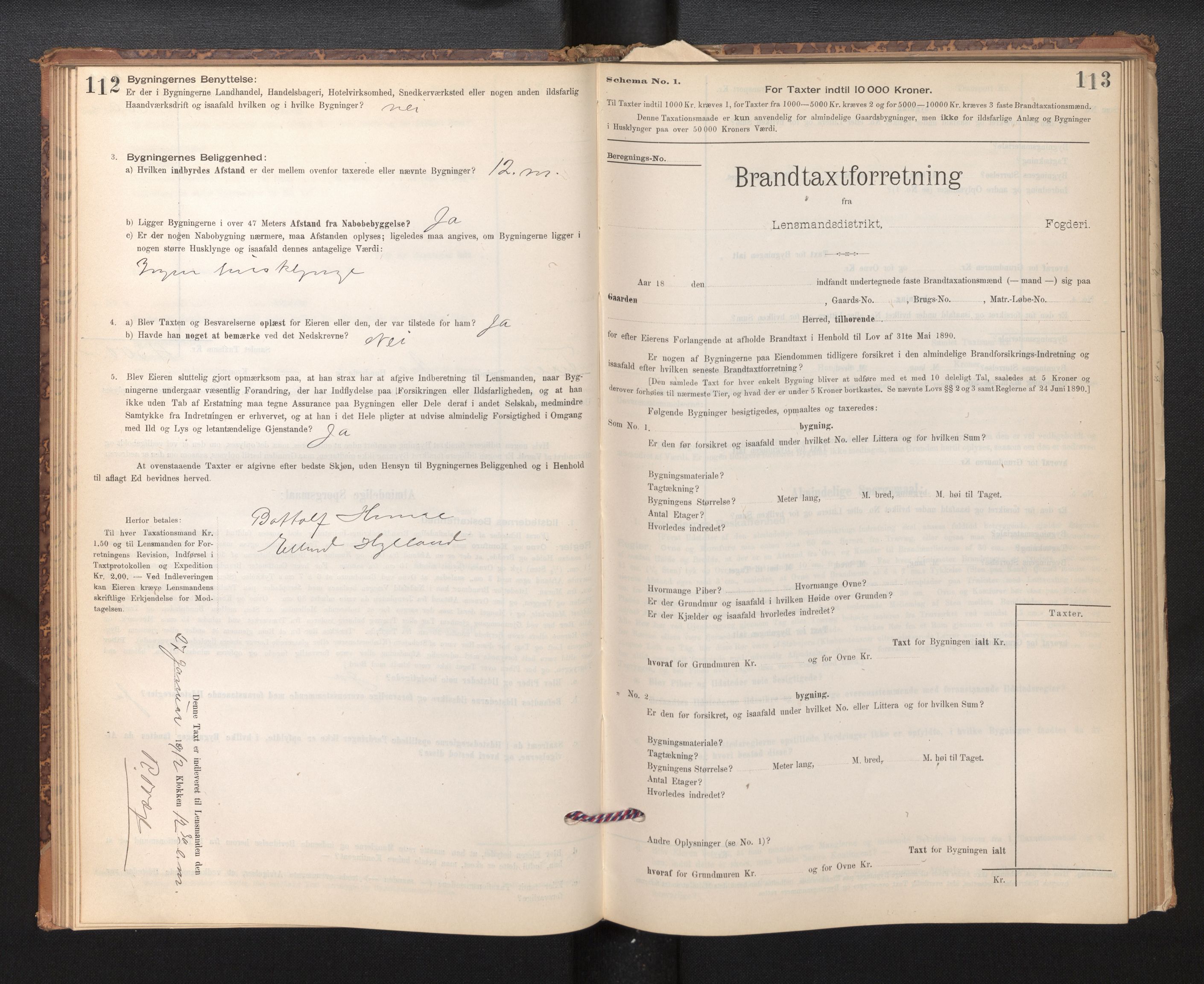 Lensmannen i Nærøy, AV/SAB-A-29601/0012/L0002: Branntakstprotokoll, 1896-1912, p. 112-113