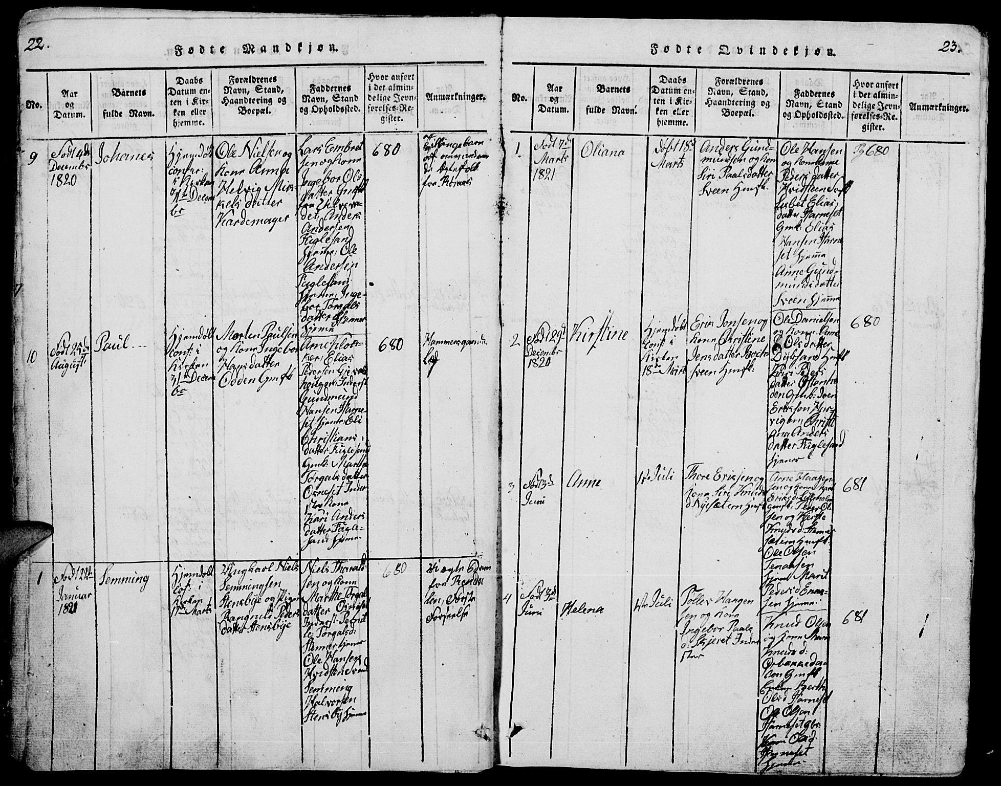 Trysil prestekontor, AV/SAH-PREST-046/H/Ha/Hab/L0005: Parish register (copy) no. 5, 1814-1877, p. 22-23