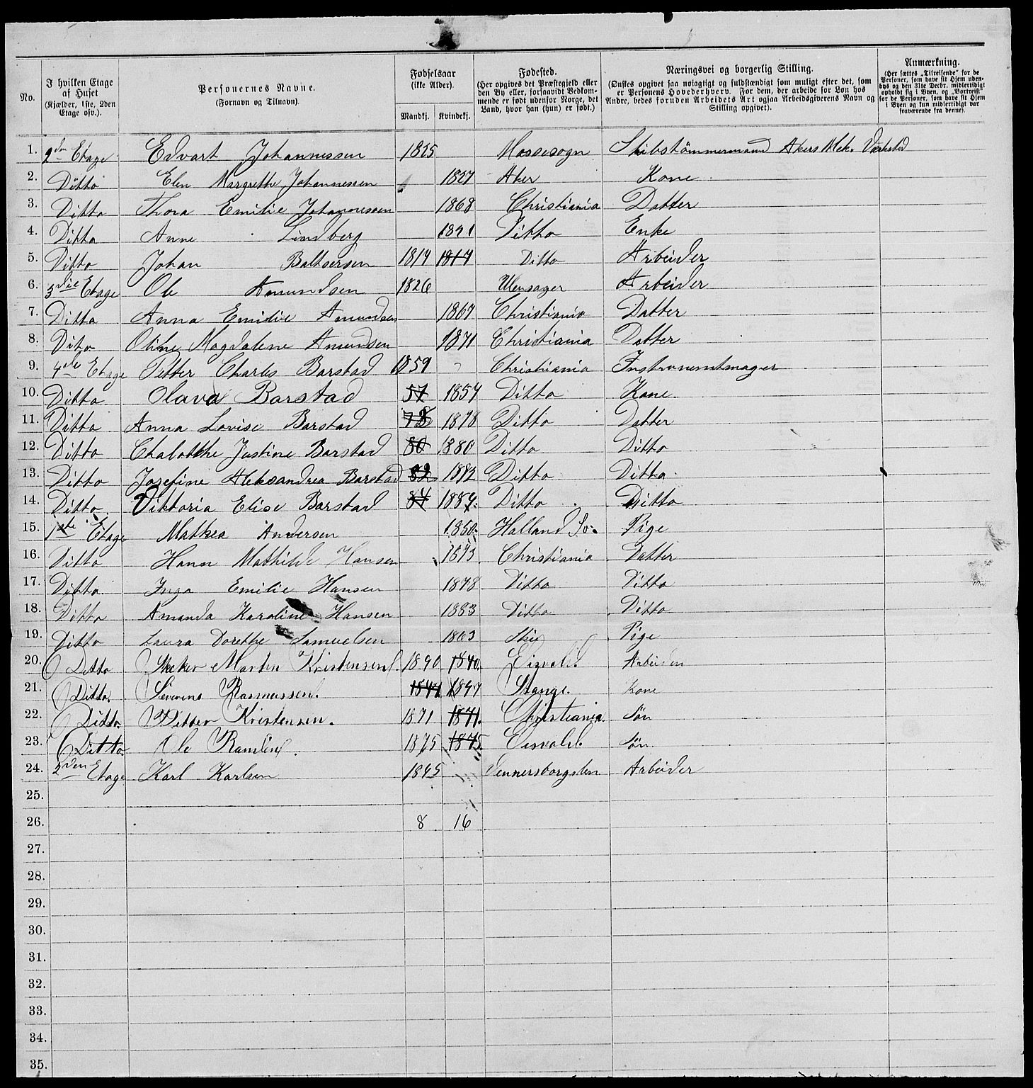RA, 1885 census for 0301 Kristiania, 1885, p. 4736