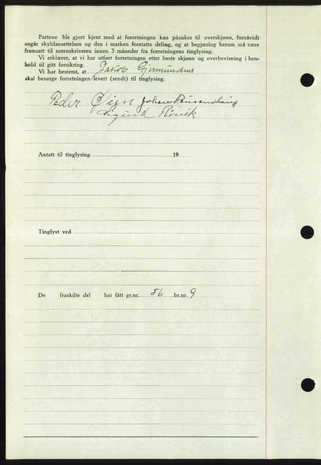 Romsdal sorenskriveri, AV/SAT-A-4149/1/2/2C: Mortgage book no. A24, 1947-1947, Diary no: : 2927/1947