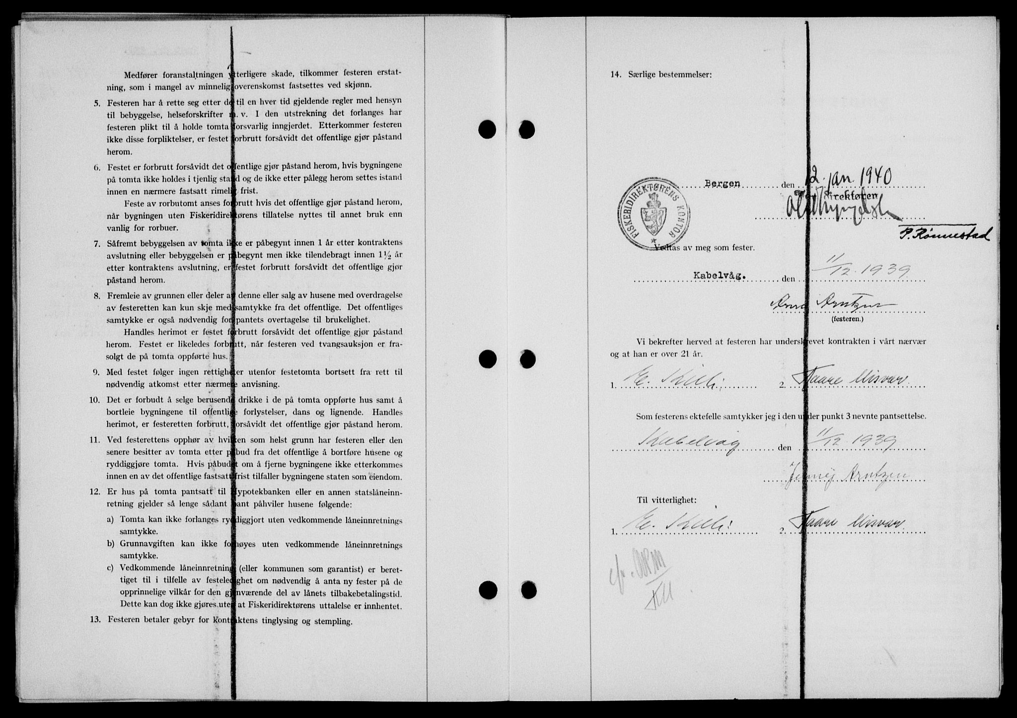Lofoten sorenskriveri, SAT/A-0017/1/2/2C/L0007a: Mortgage book no. 7a, 1939-1940, Diary no: : 178/1940