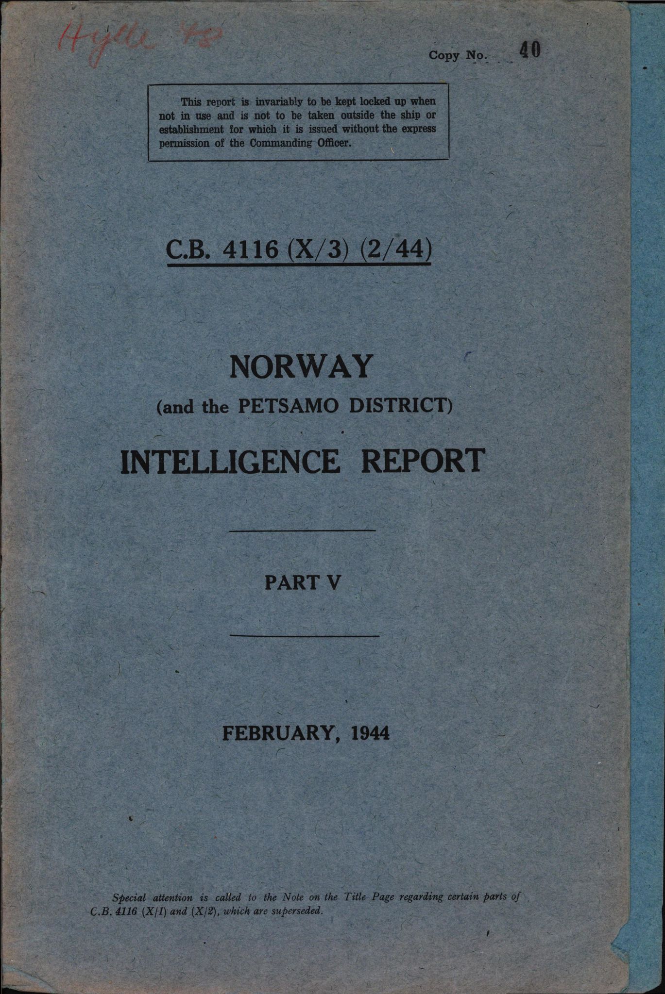Forsvaret, Forsvarets overkommando II, RA/RAFA-3915/D/Dd/L0004: Index of Reports on Norway, 1943-1944, p. 212