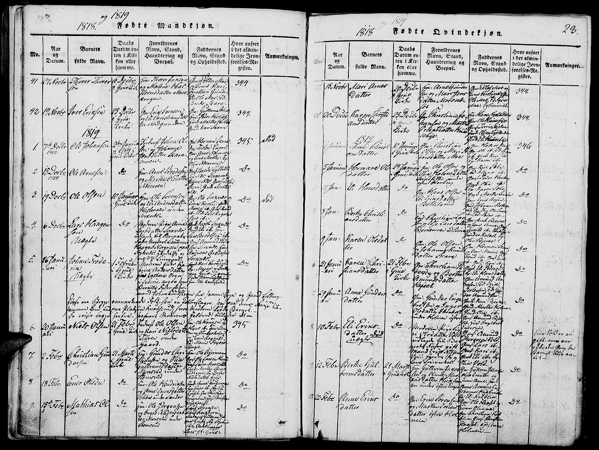 Grue prestekontor, SAH/PREST-036/H/Ha/Hab/L0002: Parish register (copy) no. 2, 1815-1841, p. 23