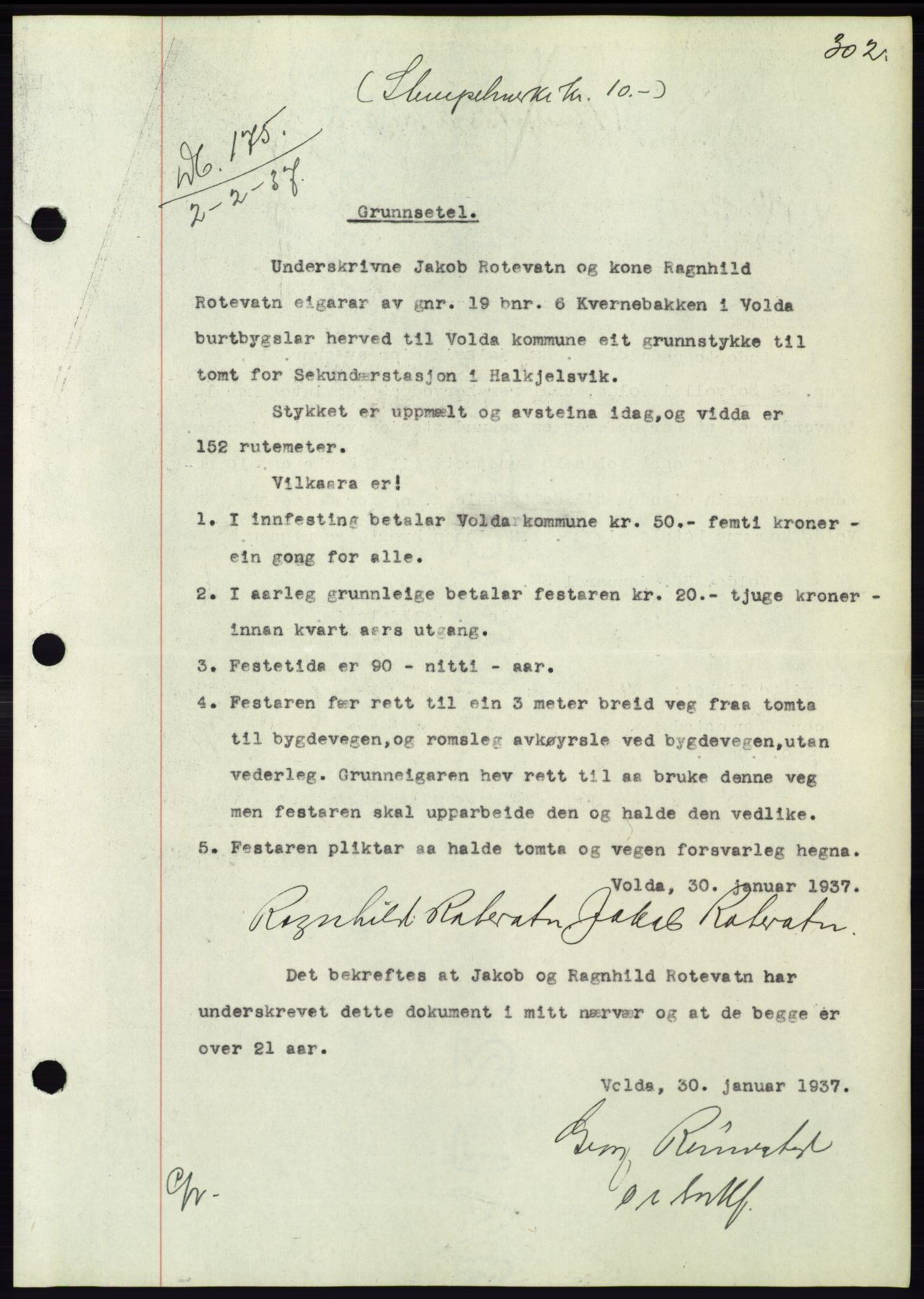 Søre Sunnmøre sorenskriveri, SAT/A-4122/1/2/2C/L0062: Mortgage book no. 56, 1936-1937, Diary no: : 175/1937