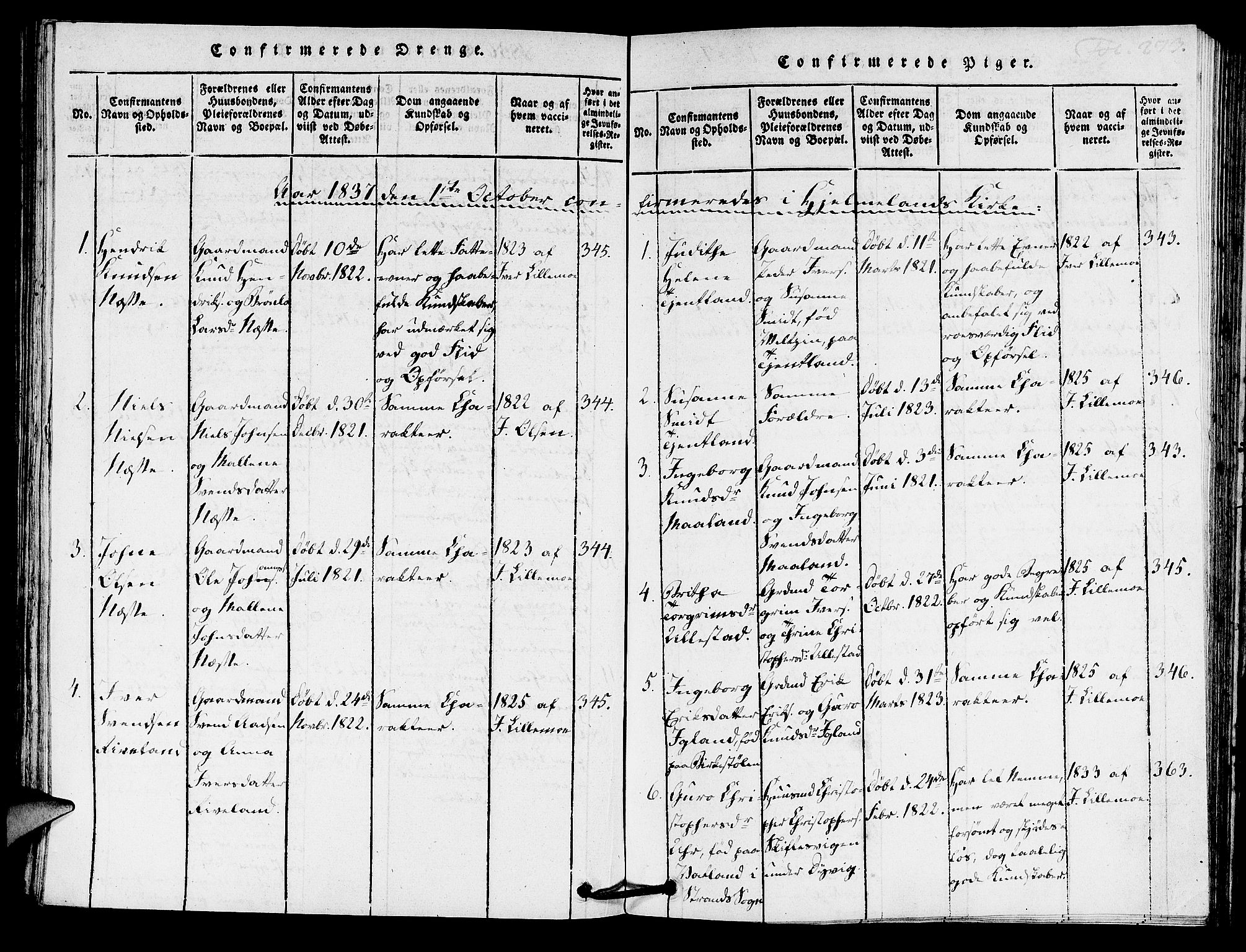 Hjelmeland sokneprestkontor, AV/SAST-A-101843/01/IV/L0005: Parish register (official) no. A 5, 1816-1841, p. 273