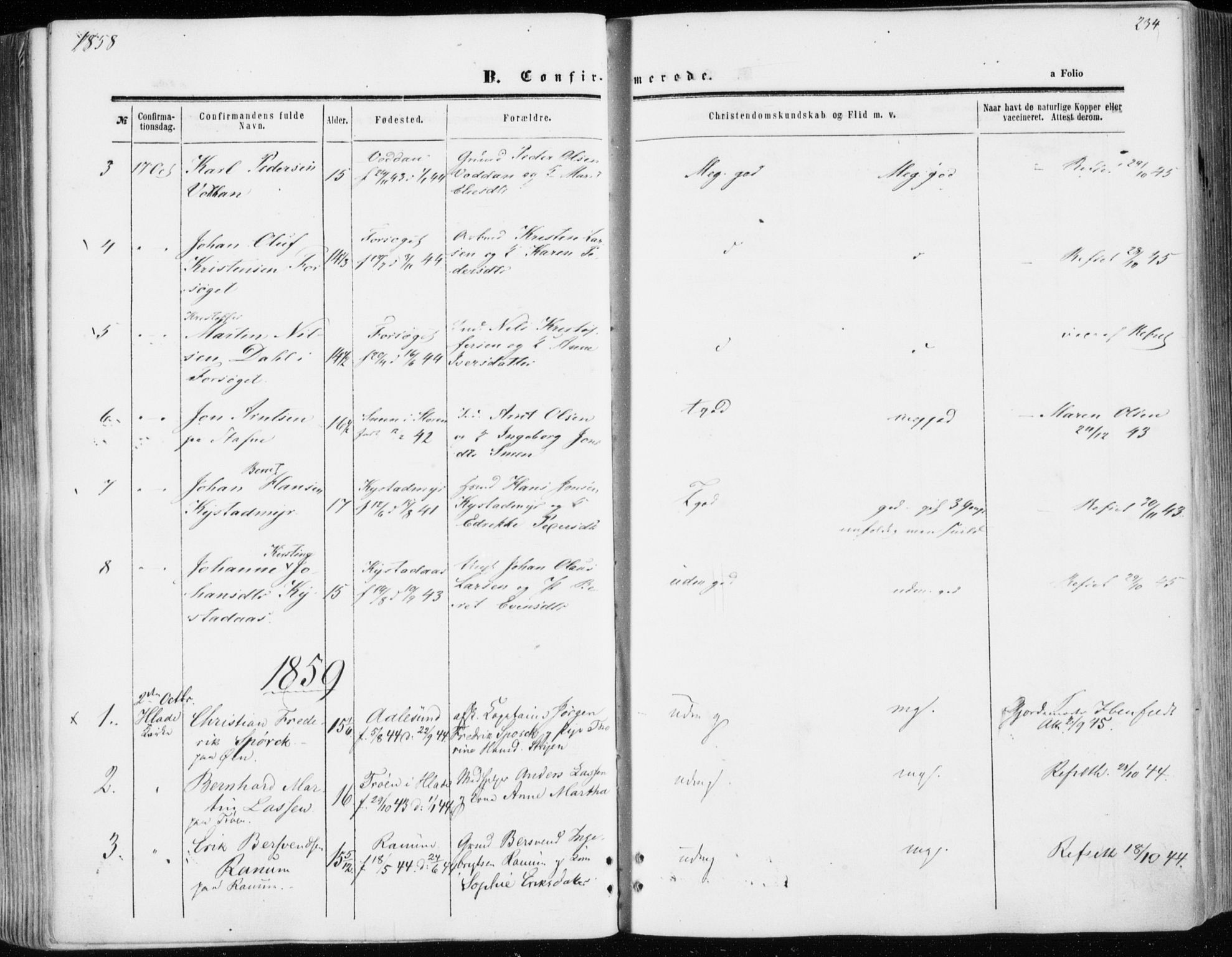 Ministerialprotokoller, klokkerbøker og fødselsregistre - Sør-Trøndelag, SAT/A-1456/606/L0292: Parish register (official) no. 606A07, 1856-1865, p. 234