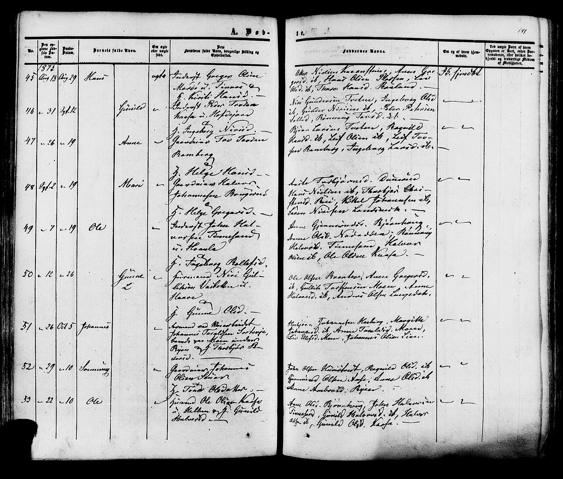 Heddal kirkebøker, AV/SAKO-A-268/F/Fa/L0007: Parish register (official) no. I 7, 1855-1877, p. 149