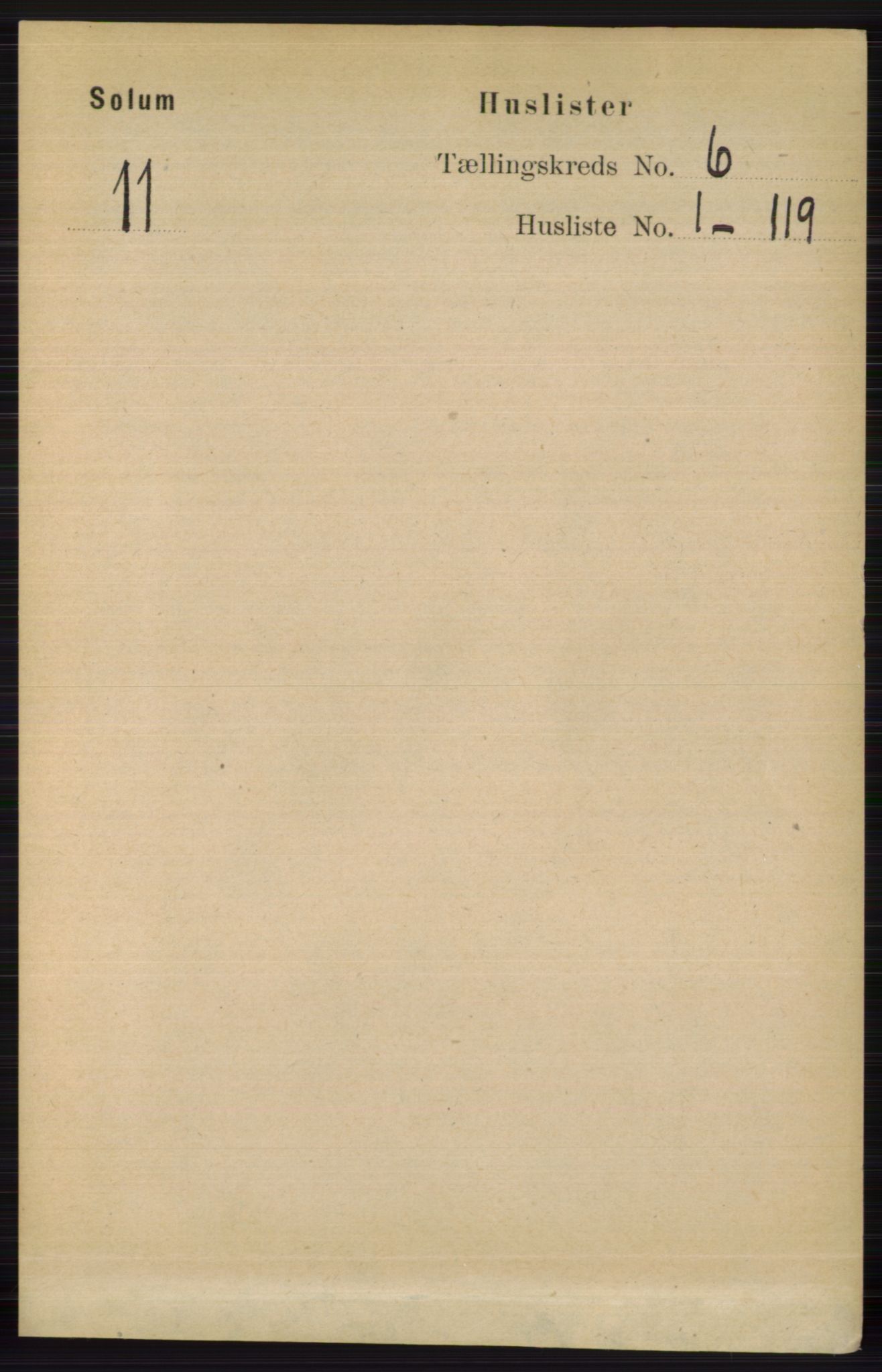 RA, 1891 census for 0818 Solum, 1891, p. 1065