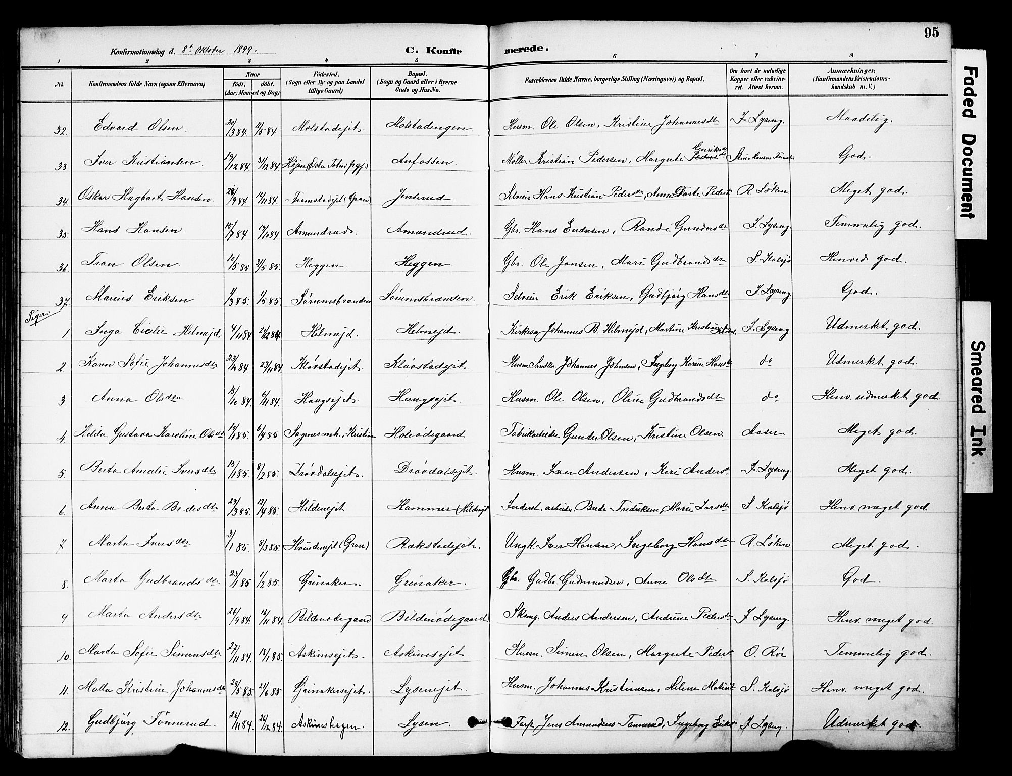 Brandbu prestekontor, SAH/PREST-114/H/Ha/Hab/L0006: Parish register (copy) no. 6, 1893-1902, p. 95