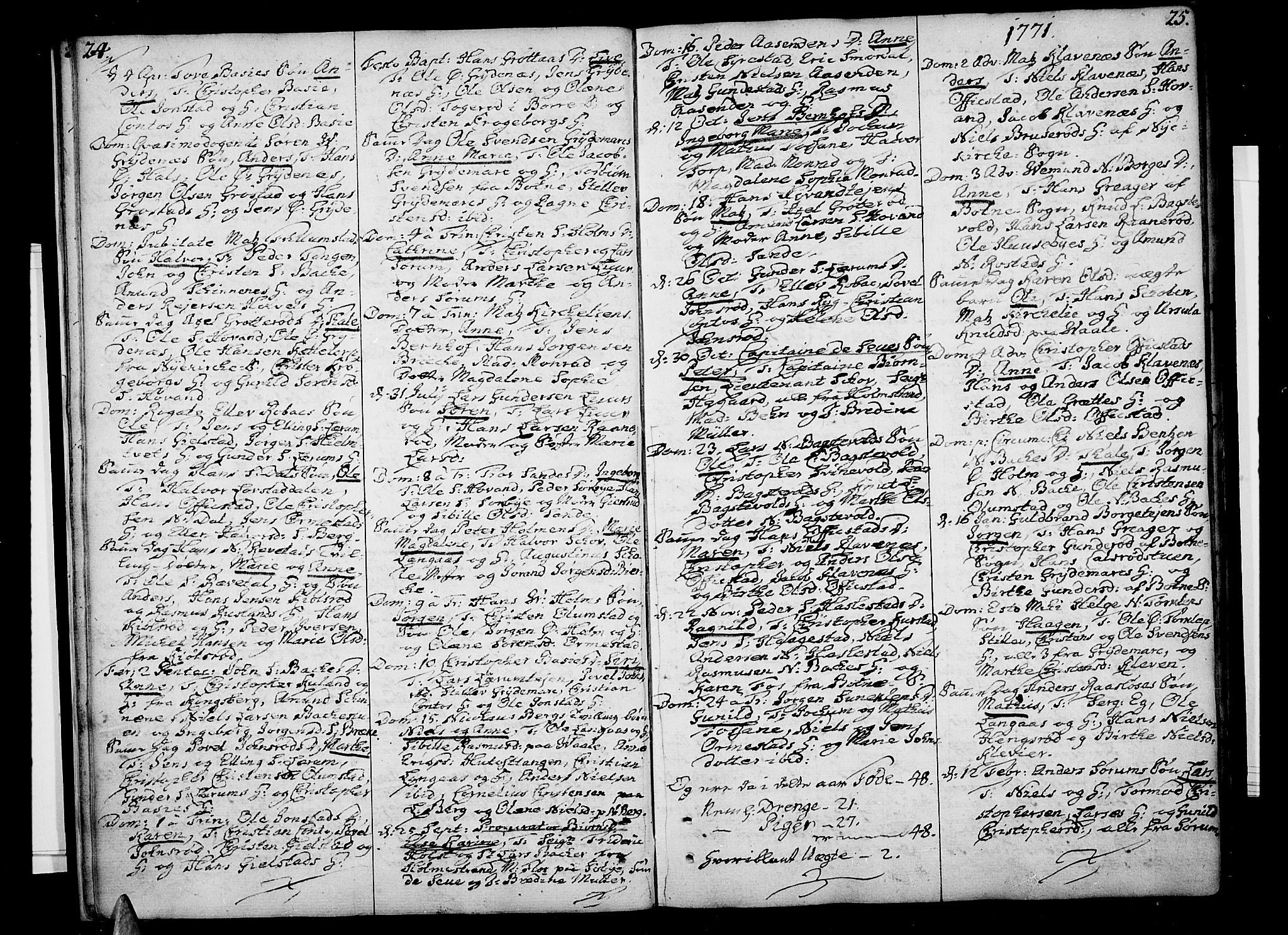 Våle kirkebøker, AV/SAKO-A-334/F/Fa/L0004: Parish register (official) no. I 4 /2, 1732-1773, p. 24-25