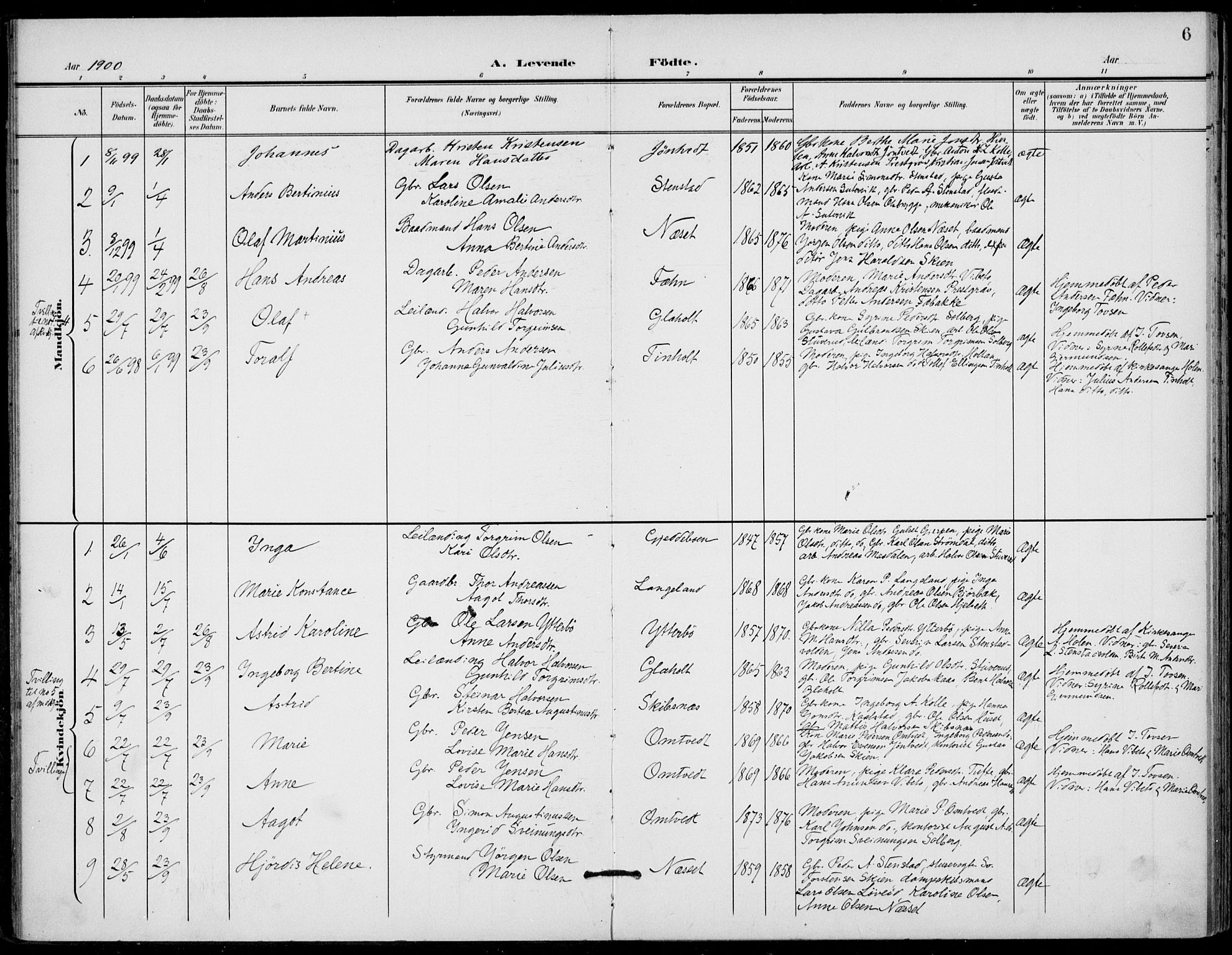 Holla kirkebøker, AV/SAKO-A-272/F/Fa/L0011: Parish register (official) no. 11, 1897-1928, p. 6