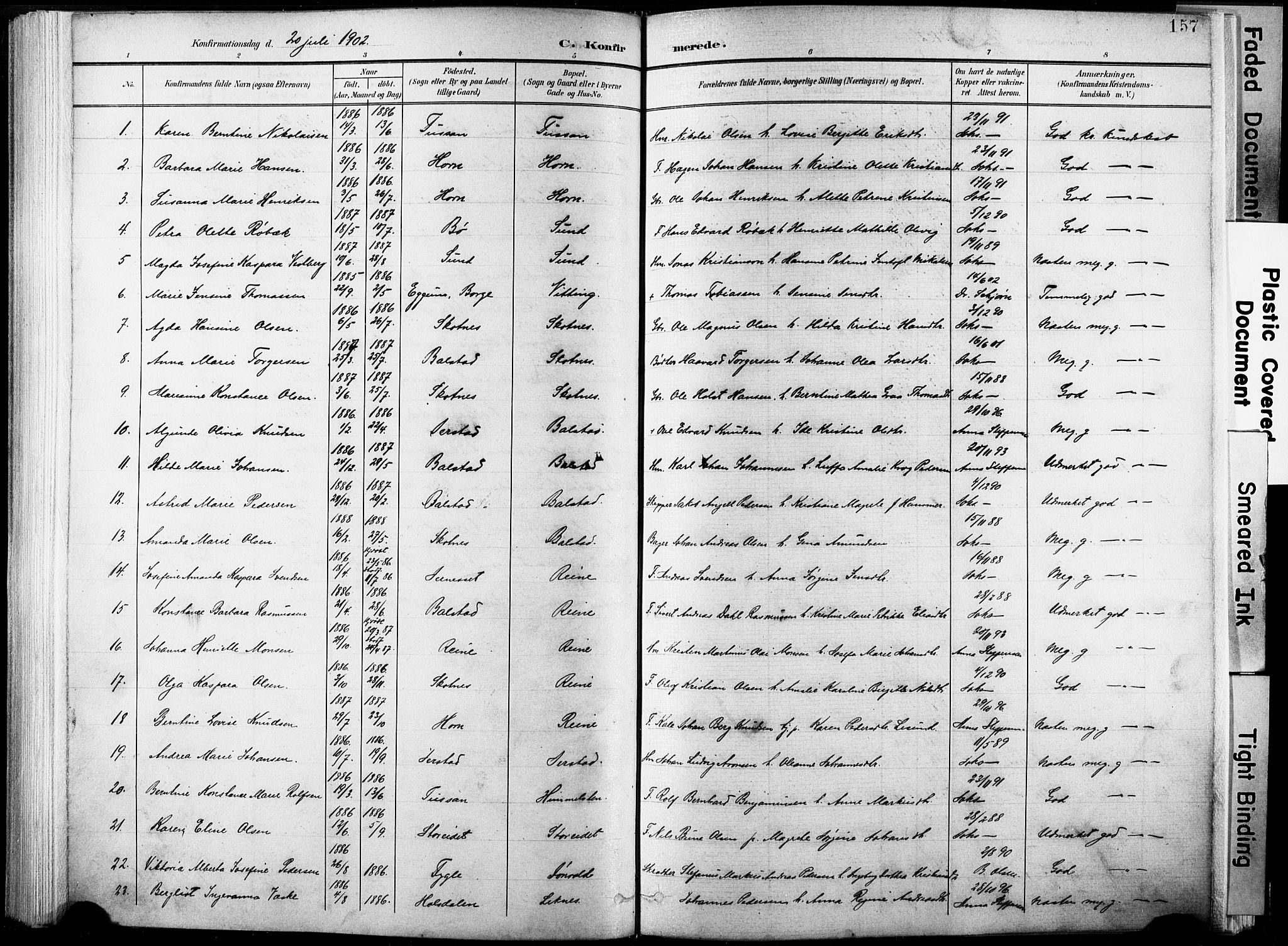 Ministerialprotokoller, klokkerbøker og fødselsregistre - Nordland, AV/SAT-A-1459/881/L1151: Parish register (official) no. 881A04, 1899-1907, p. 157