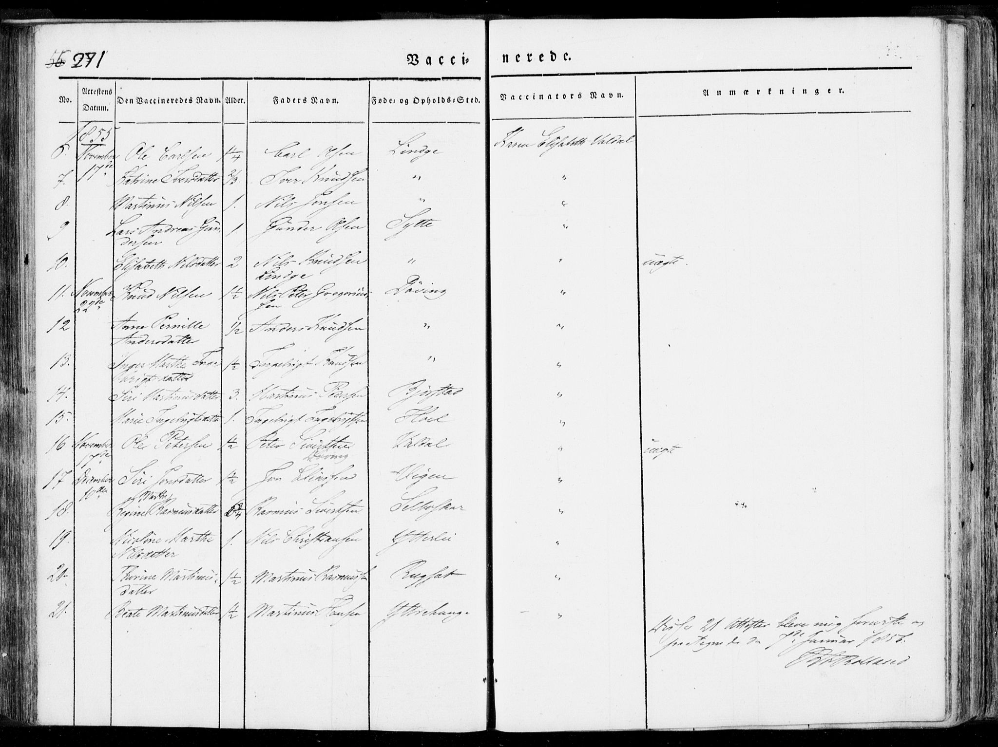 Ministerialprotokoller, klokkerbøker og fødselsregistre - Møre og Romsdal, AV/SAT-A-1454/519/L0248: Parish register (official) no. 519A07, 1829-1860, p. 271