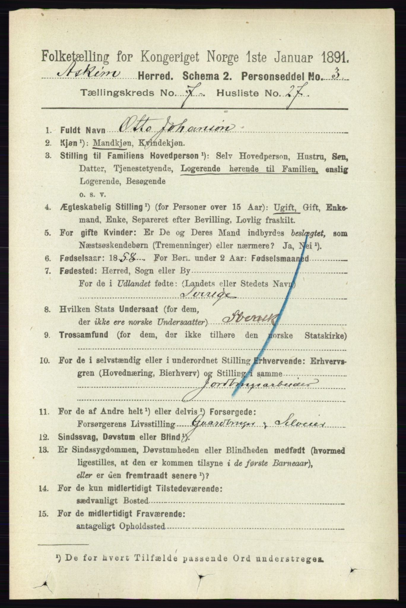 RA, 1891 census for 0124 Askim, 1891, p. 1166