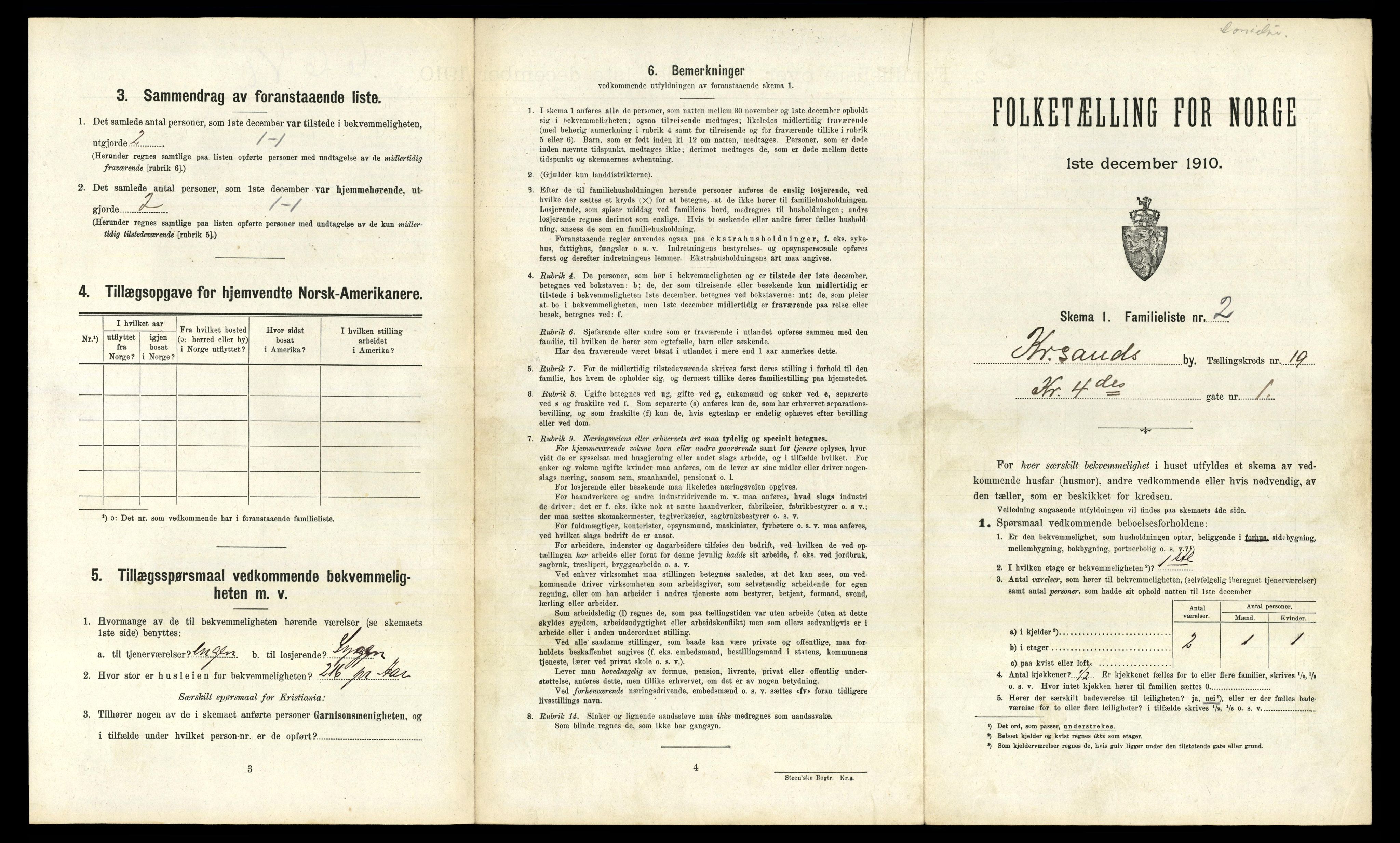 RA, 1910 census for Kristiansand, 1910, p. 4666