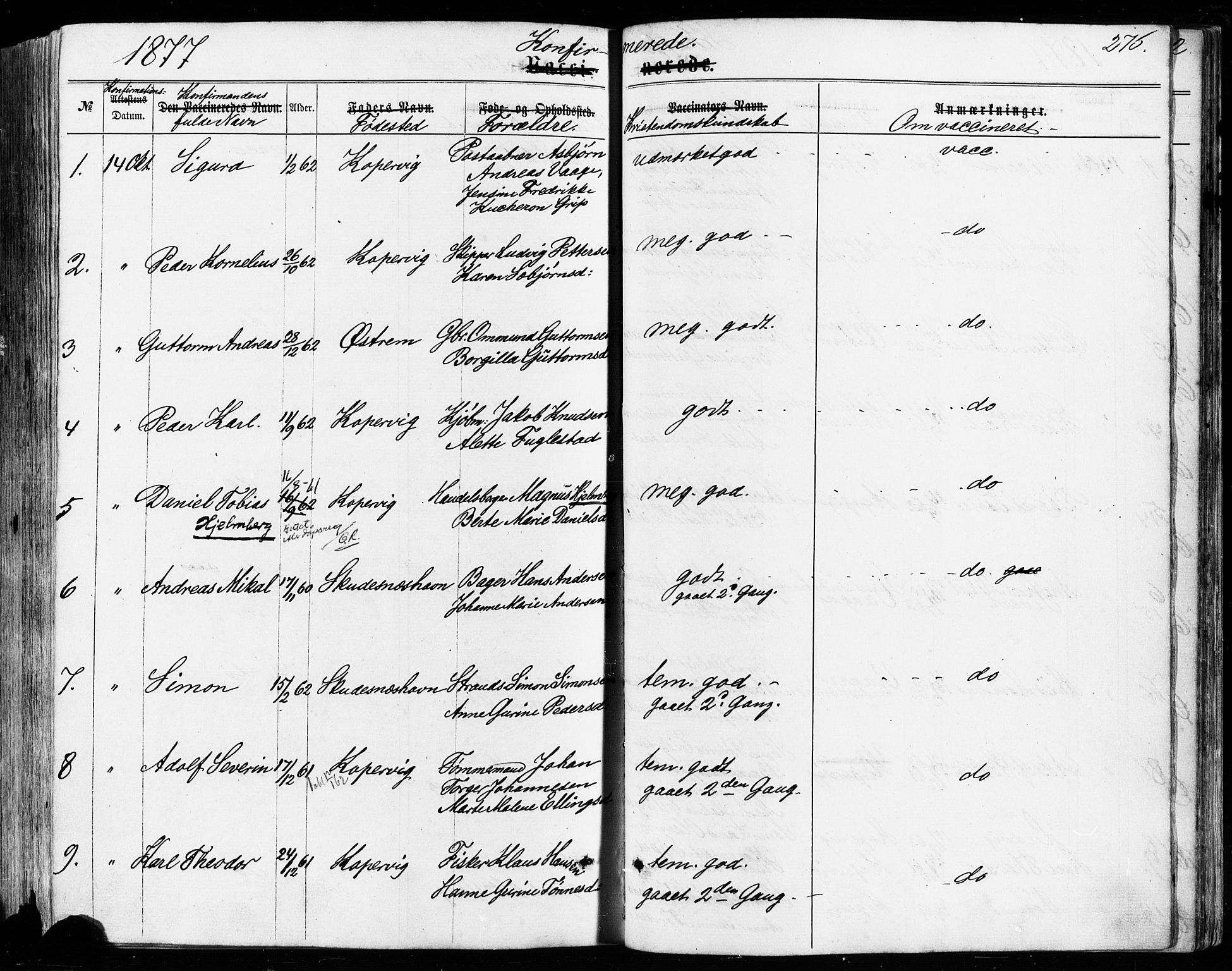 Avaldsnes sokneprestkontor, SAST/A -101851/H/Ha/Haa/L0011: Parish register (official) no. A 11, 1861-1880, p. 276