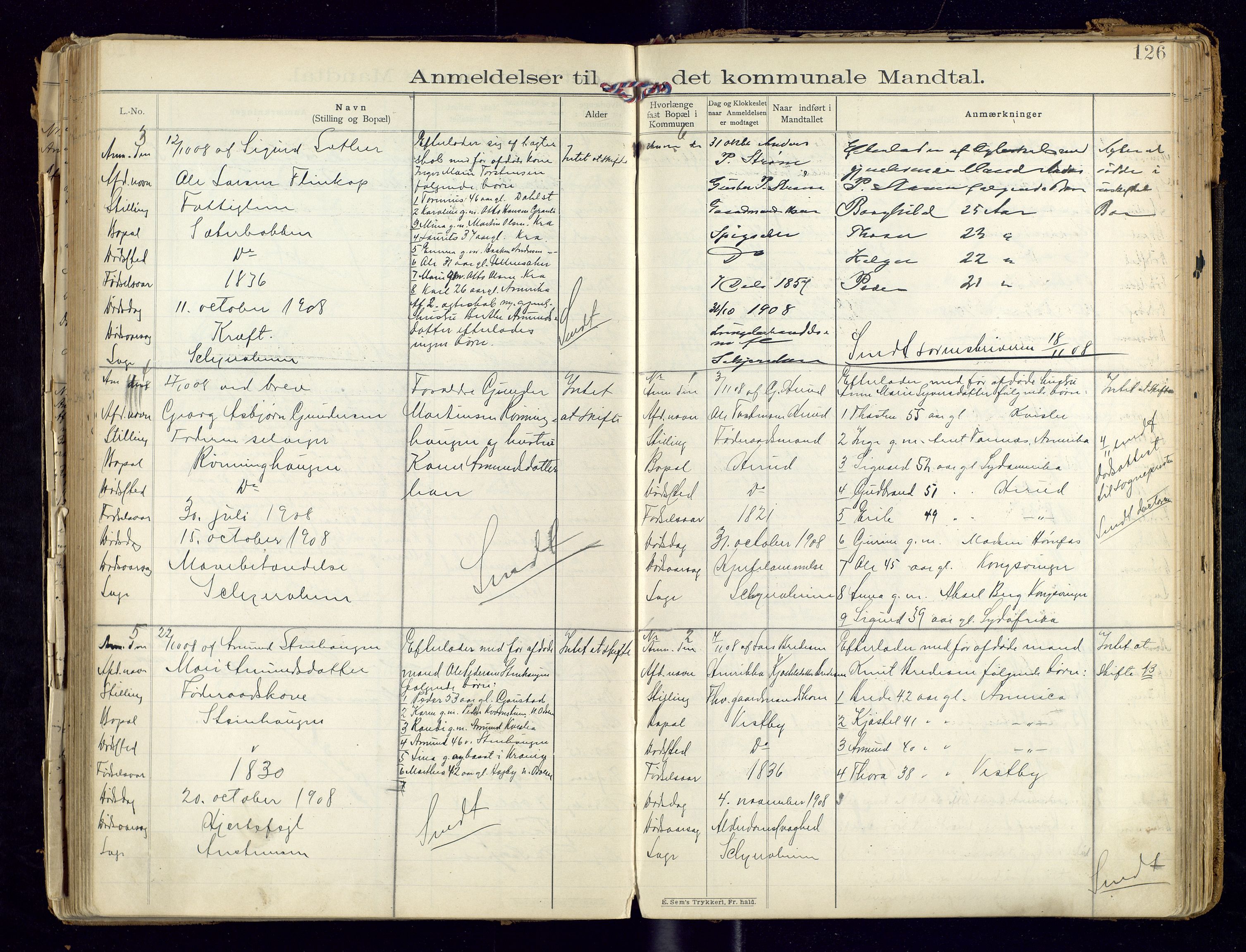 Sør-Odal lensmannskontor, AV/SAH-LHS-022/H/Hb/L0001/0002: Protokoller over anmeldte dødsfall / Protokoll over anmeldte dødsfall, 1901-1913, p. 126