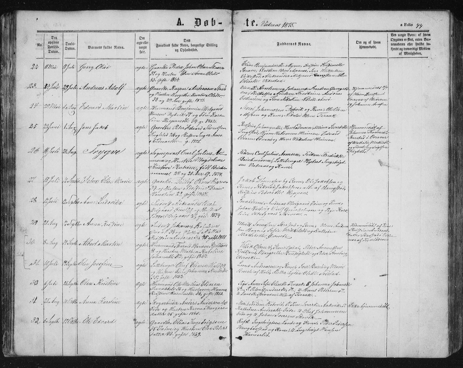 Ministerialprotokoller, klokkerbøker og fødselsregistre - Nordland, AV/SAT-A-1459/810/L0158: Parish register (copy) no. 810C02 /1, 1863-1883, p. 44