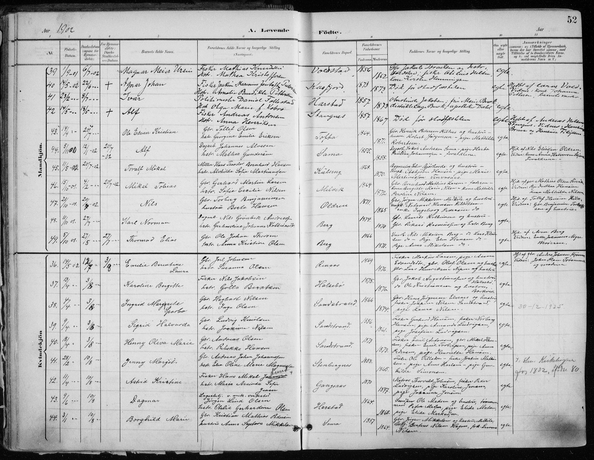 Trondenes sokneprestkontor, SATØ/S-1319/H/Ha/L0017kirke: Parish register (official) no. 17, 1899-1908, p. 52