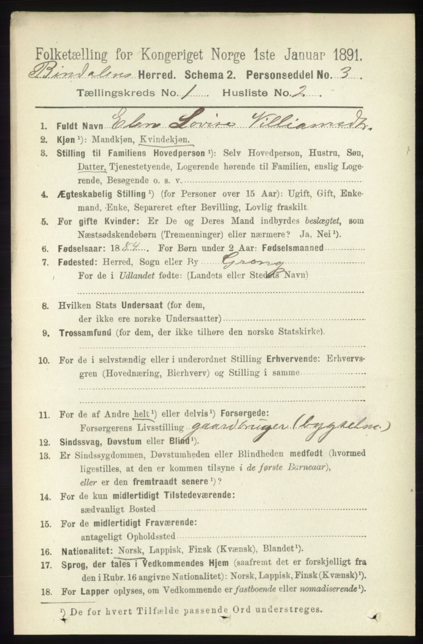 RA, 1891 census for 1811 Bindal, 1891, p. 66