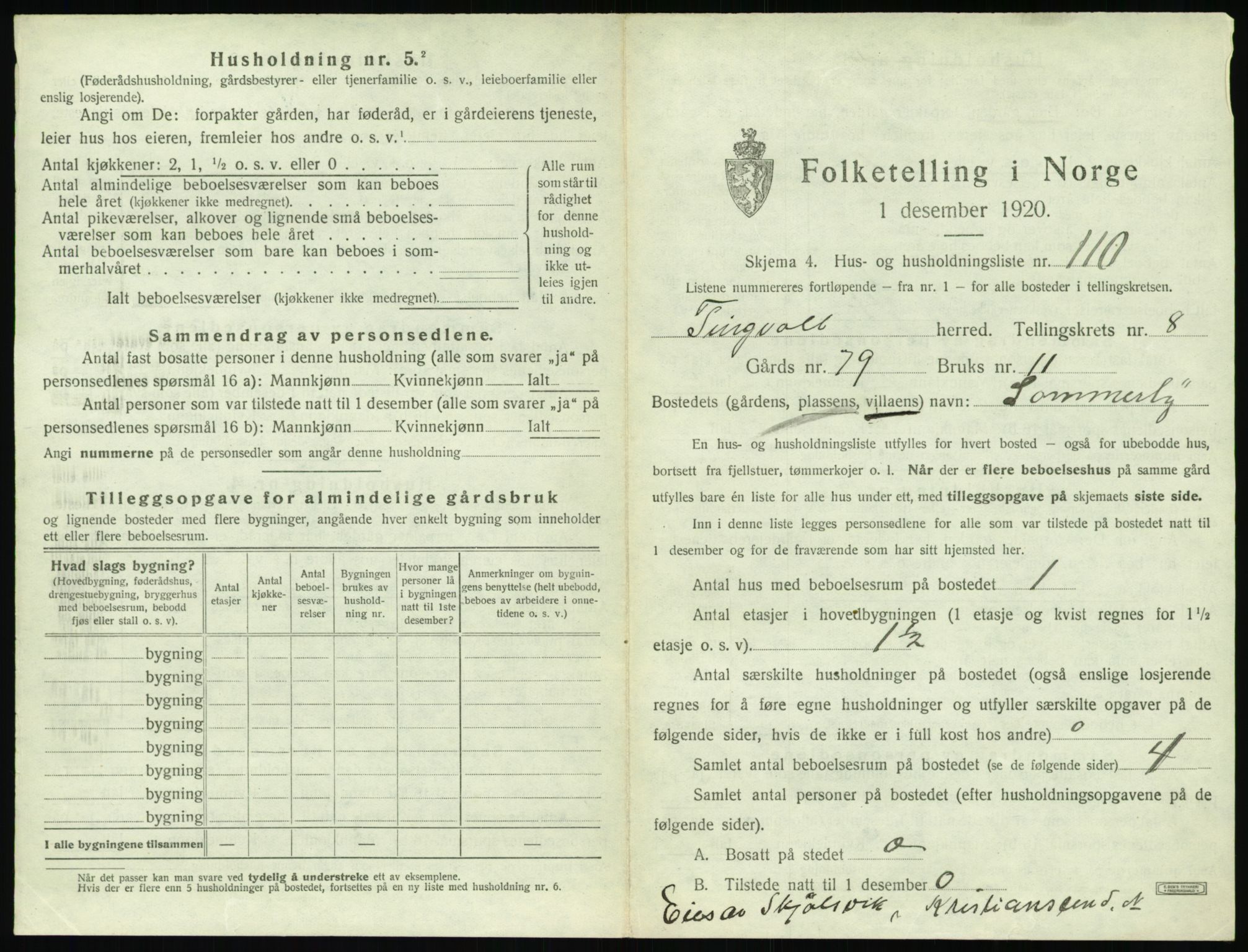 SAT, 1920 census for Tingvoll, 1920, p. 694