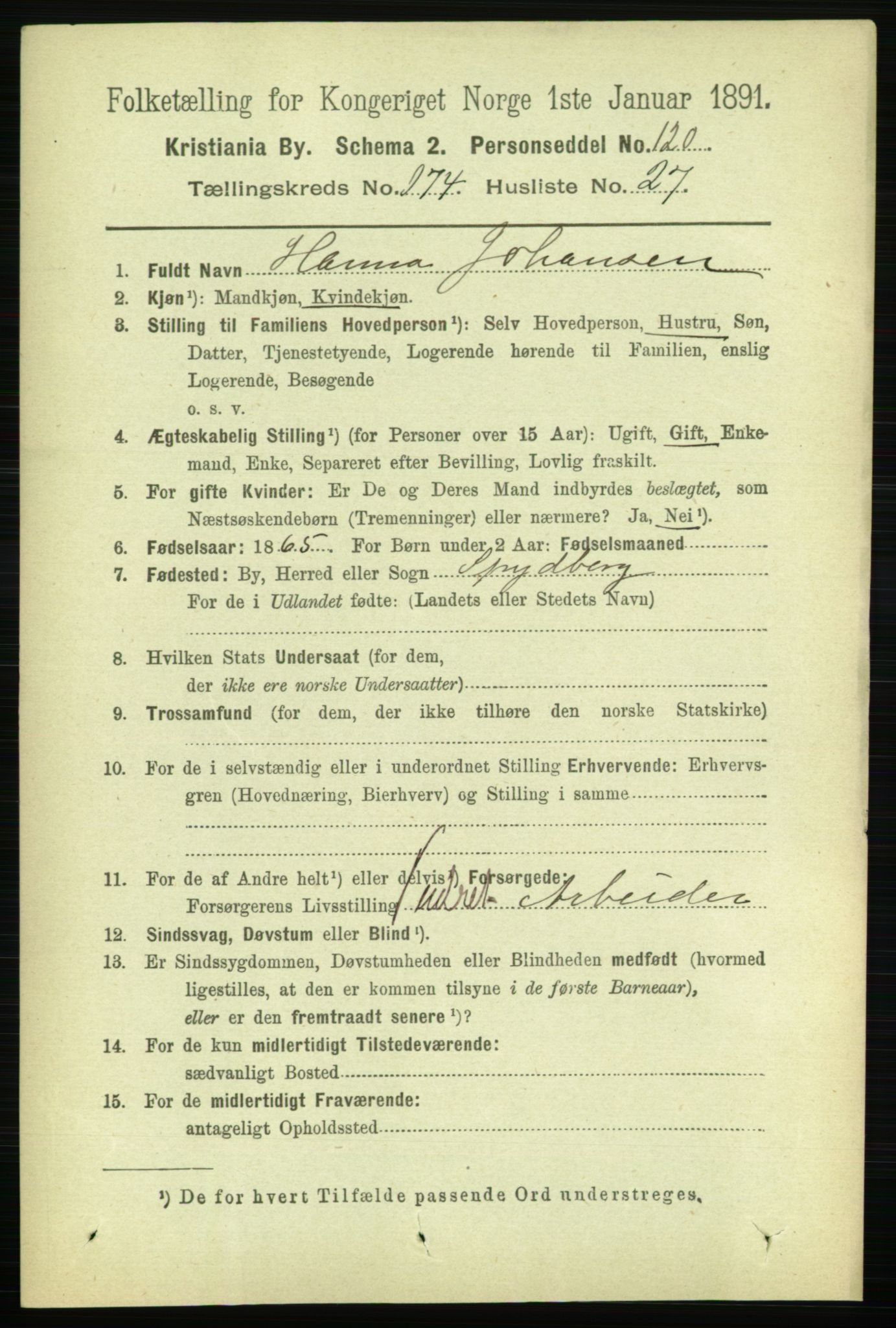 RA, 1891 census for 0301 Kristiania, 1891, p. 104692